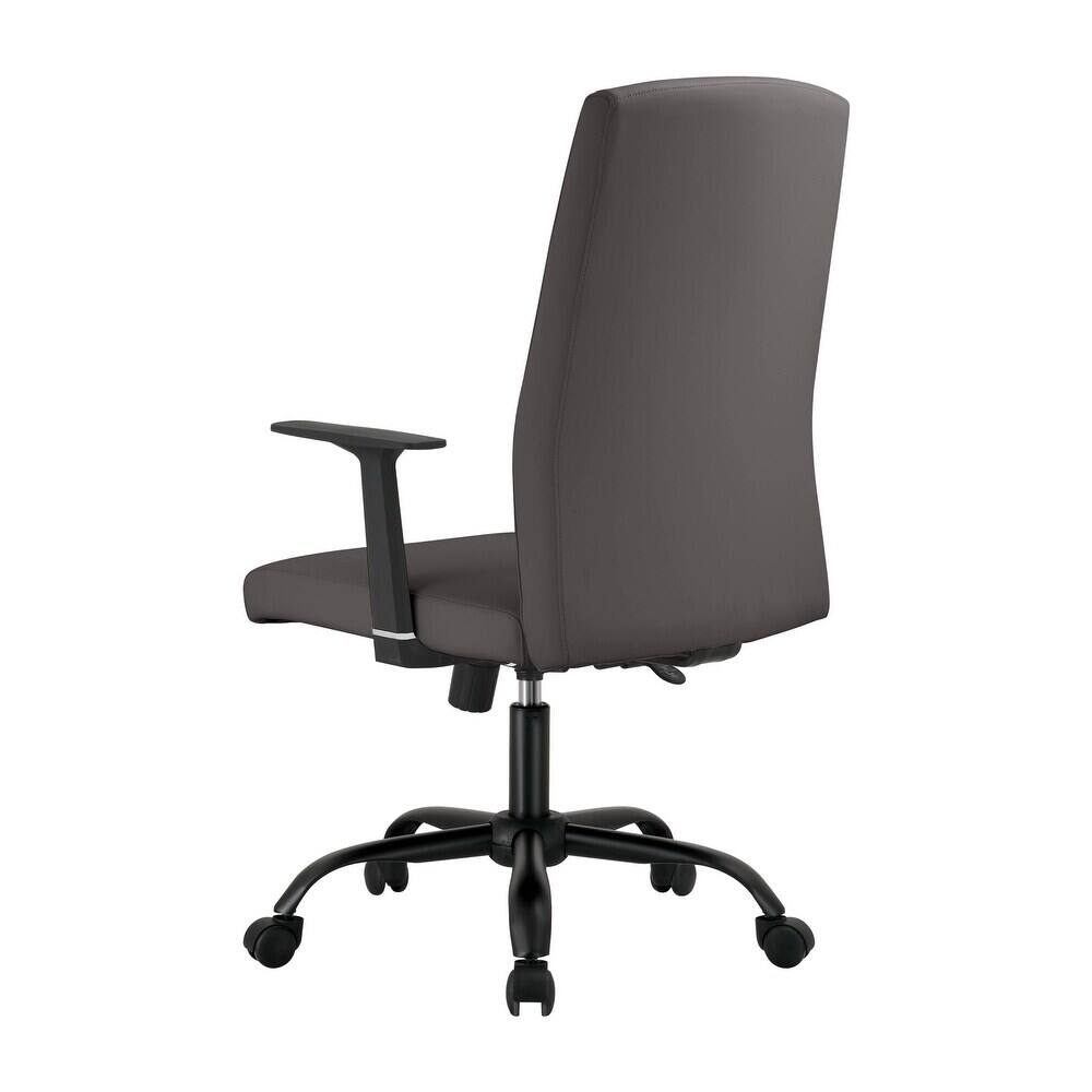 Alt View 2. LeisureMod - Evander Leather Office Chair Aluminum Frame with Adjustable Height, Swivel, Ergonomic Desk Chair - Grey.