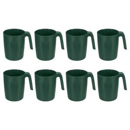 Unique Bargains - Set of 8 Plastic Coffee Mugs, Unbreakable Reusable Microwave Dishwasher Safe Drinking Cups for Kitchen Camping - Dark Green