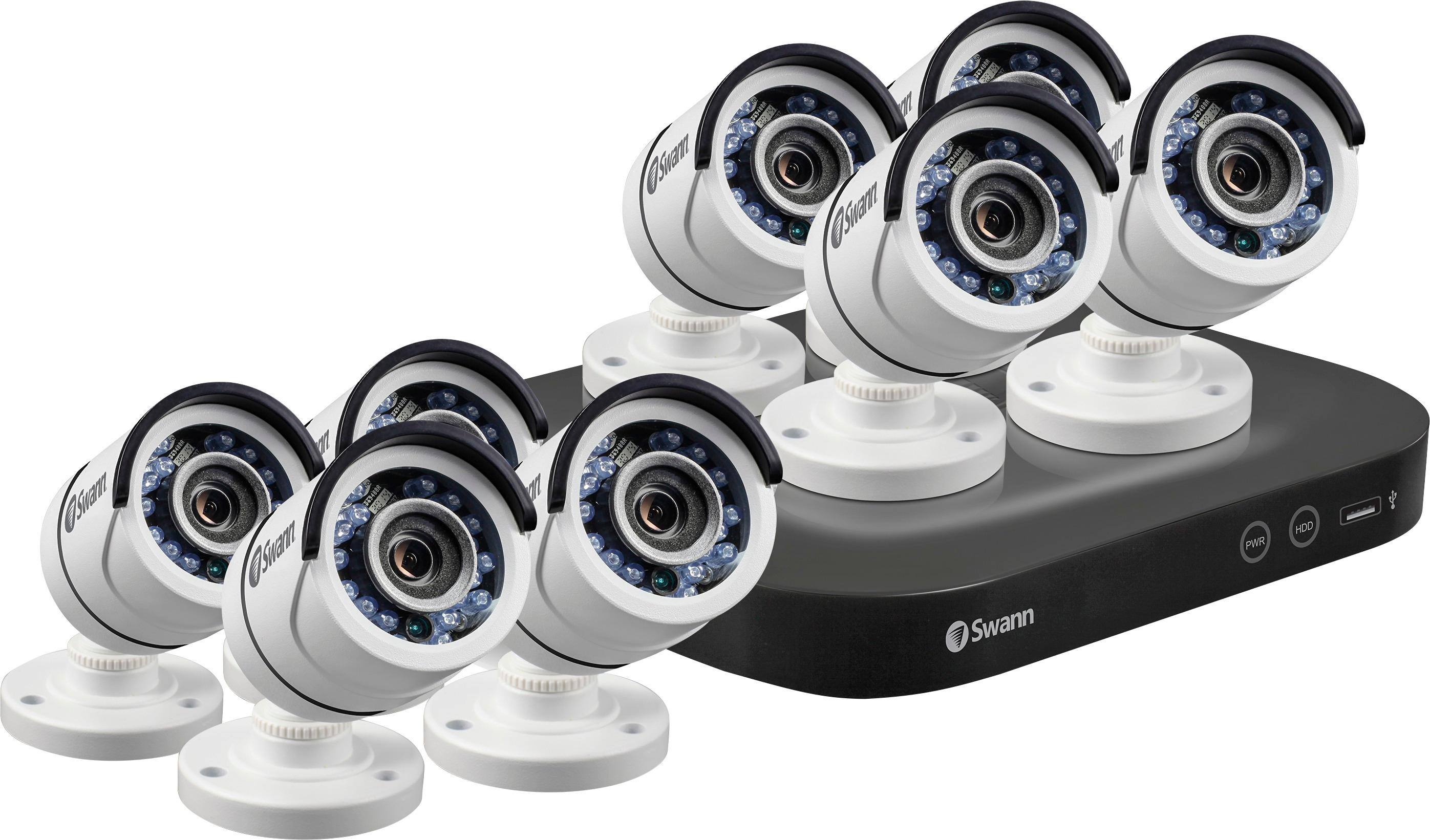 Angle. Swann - PRO SERIES HD 8-Channel, 8-Camera Indoor/Outdoor Wired 2TB DVR Surveillance System - Black/white.