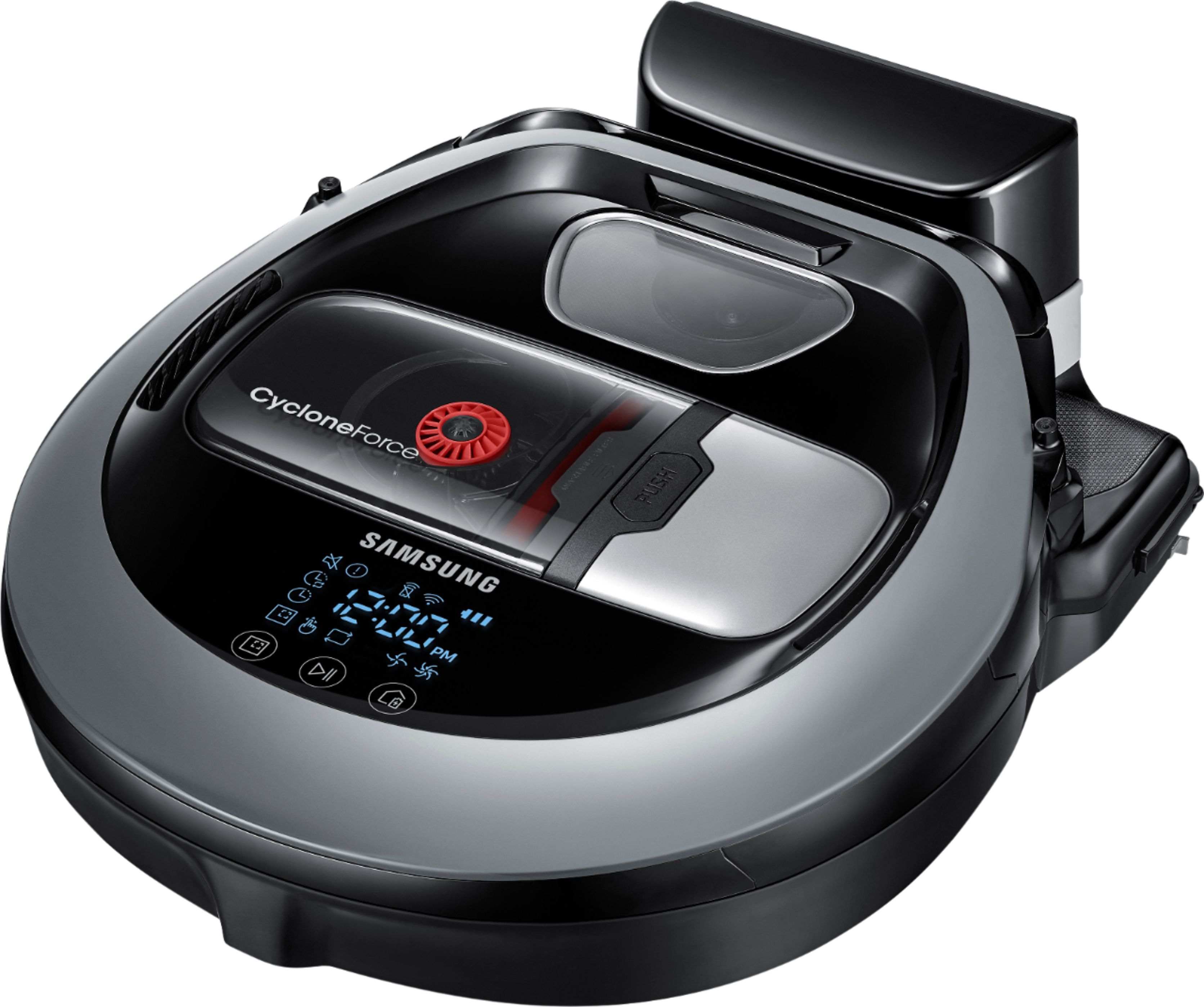 Left View: Samsung - POWERbot™ Wi-Fi Connected Robot Vacuum with Visionary Mapping™ - Neutral Gray