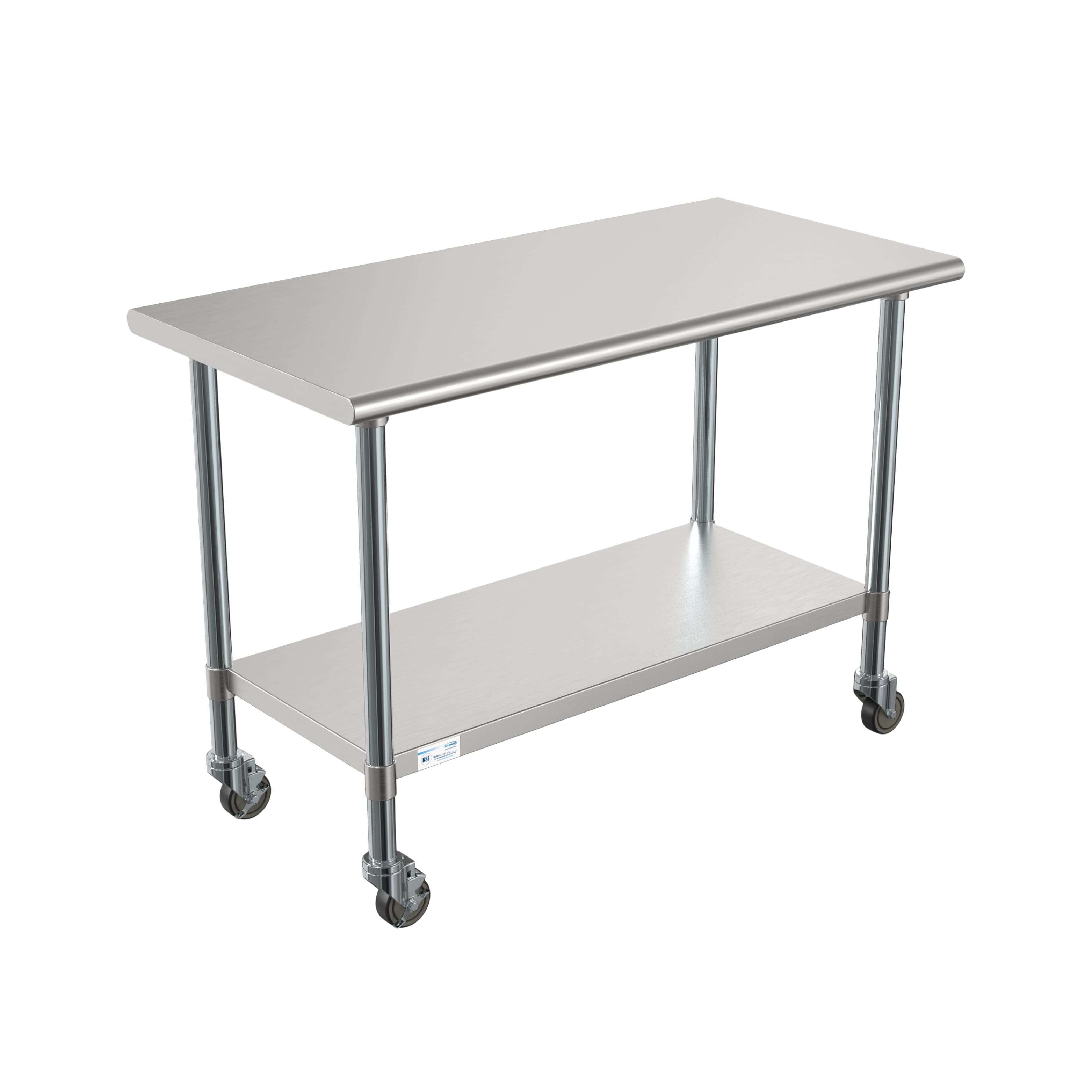 Koolmore - 24" x 48" 18-Gauge 304 Stainless Steel Commercial Work Table with Casters, CT2448-18C - Silver