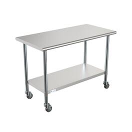 Koolmore - 24" x 48" 18-Gauge 304 Stainless Steel Commercial Work Table with Casters, CT2448-18C - Silver