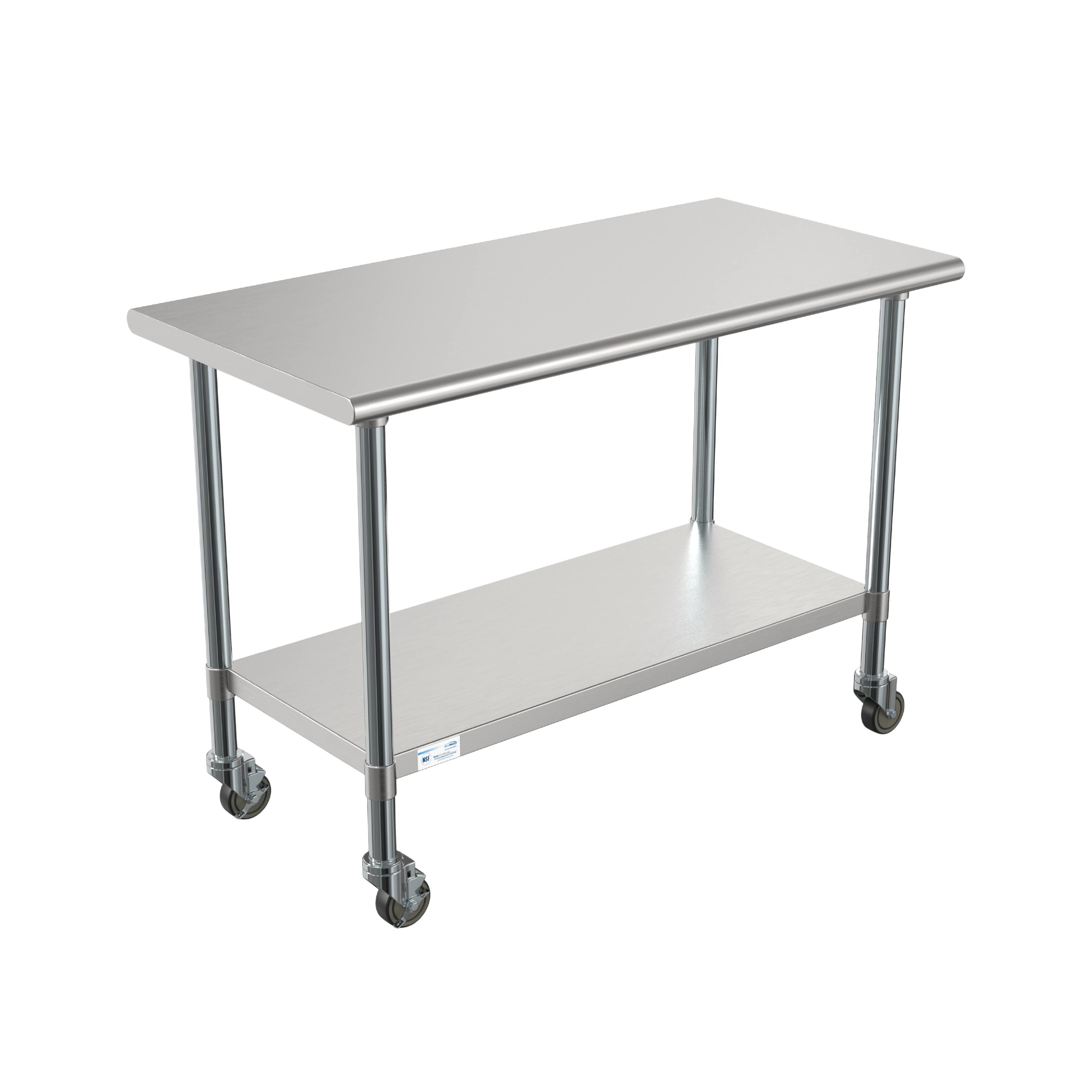Front. Koolmore - 24" x 48" 18-Gauge 304 Stainless Steel Commercial Work Table with Casters, CT2448-18C. - Silver.