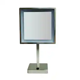 Whitehaus - Square Freestanding Led 5X Magnified Mirror - Silver