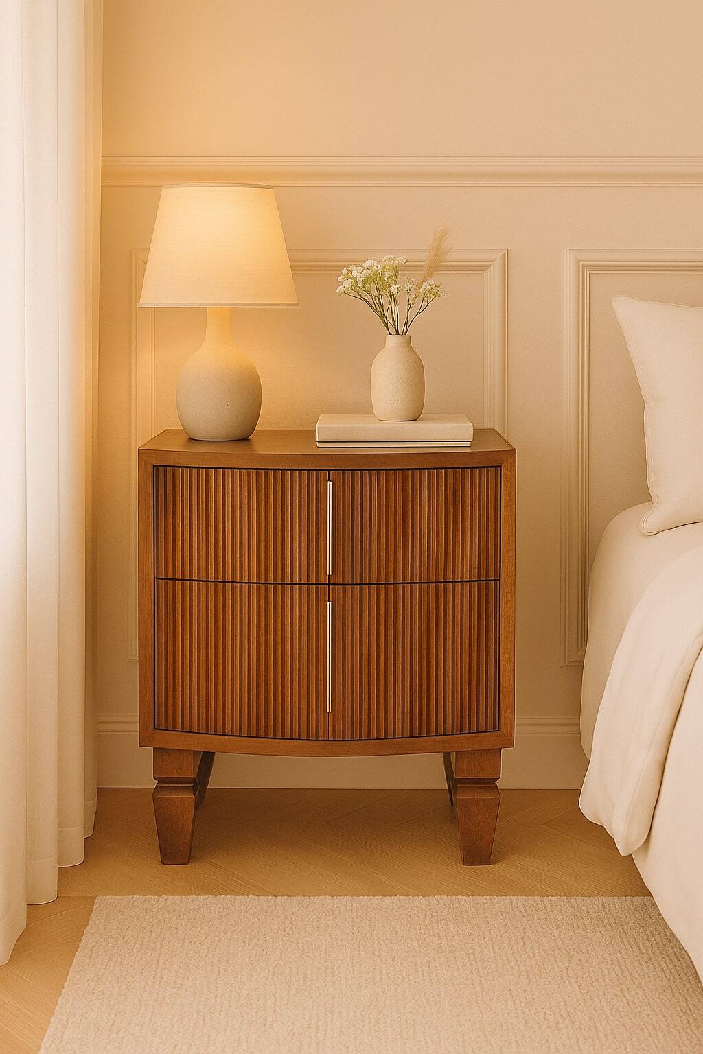 Alt View 2. Artisan Furniture - Artisan Furniture Solid Wood Louvre Bedside Unit - Brown.