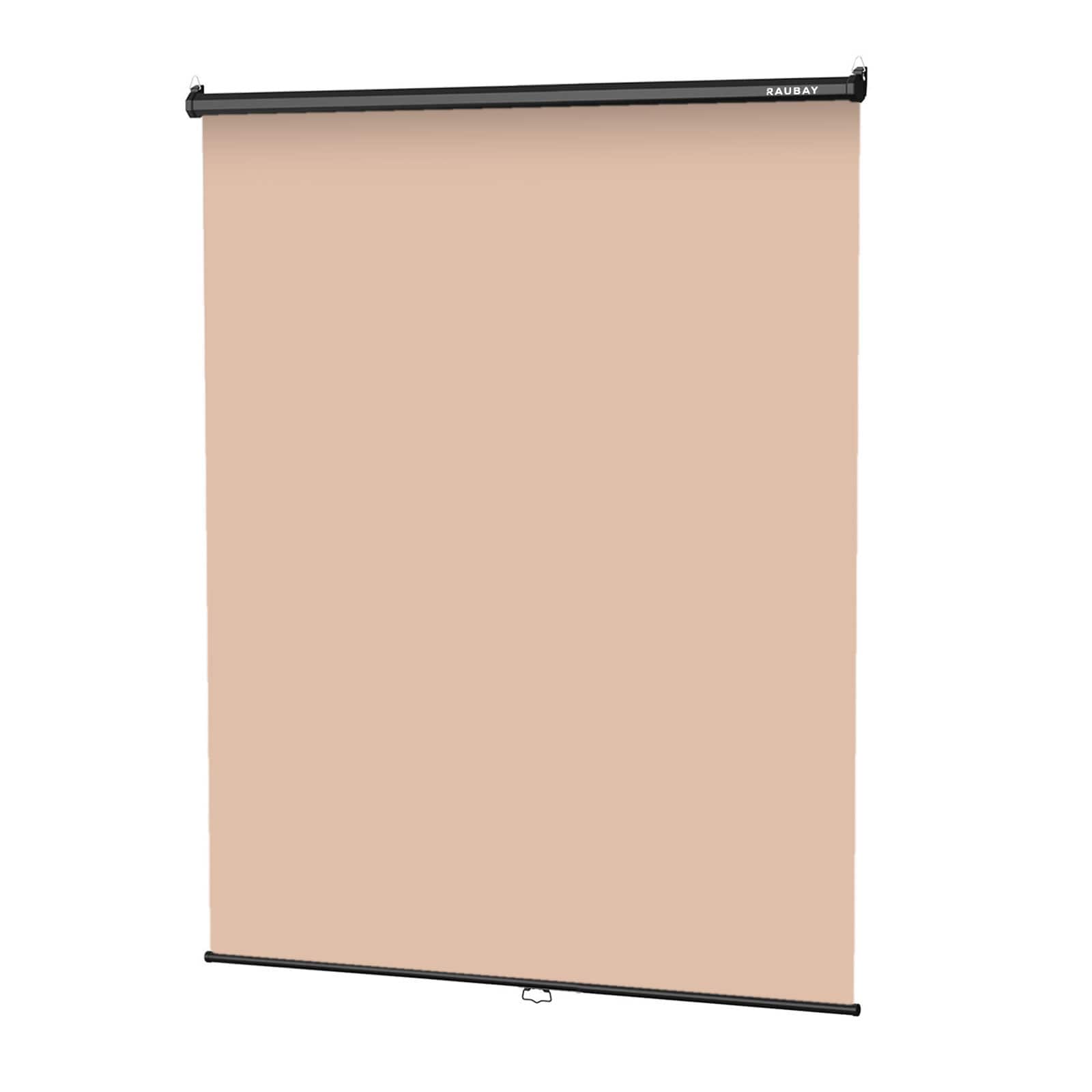 RAUBAY - 5′ x 7.2′ Pull Down Beige Screen Backdrop Retractable Collapsible Wall-Mount Background