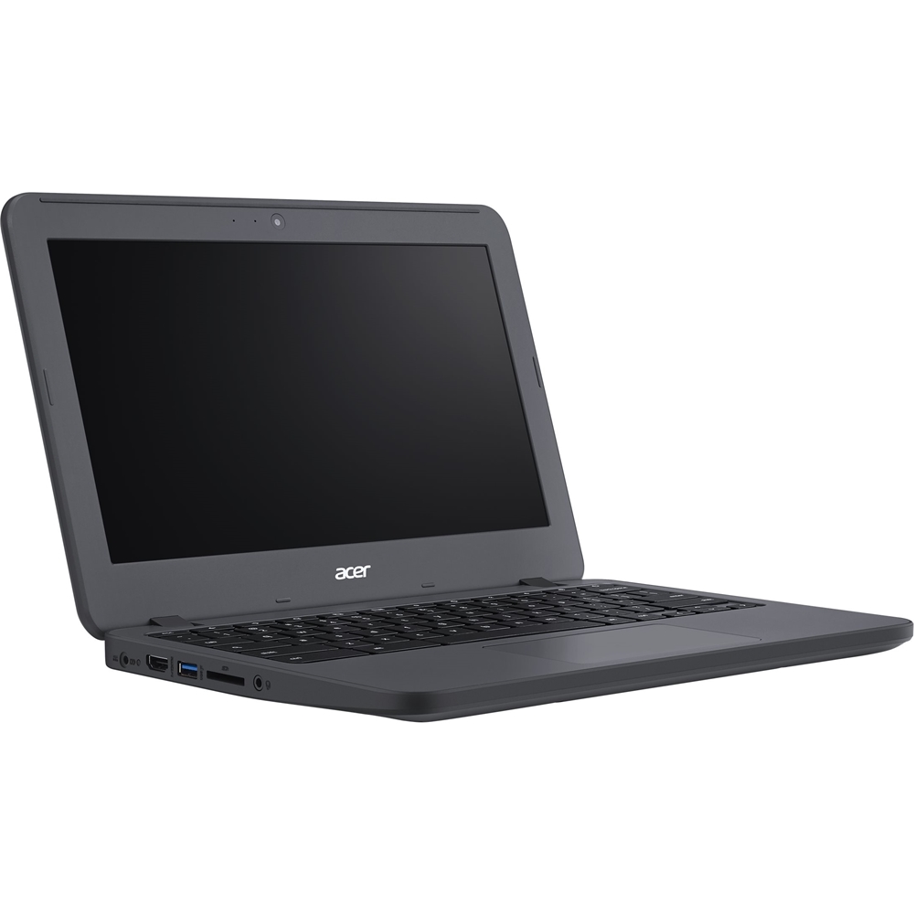 Left View: Acer - 11.6" Touch-Screen Chromebook - Intel Celeron - 4GB Memory - 16GB eMMC Flash Memory - Gray