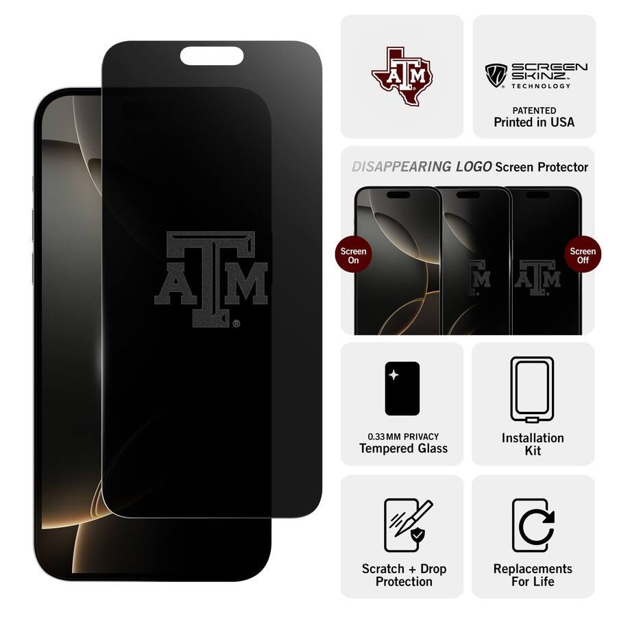Am Screen Protector Screen Skinz Texas A&M Aggies iPhone Privacy Screen Protector 14 Pro ...