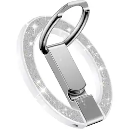 PARKER SLATER - Magnetic Phone Stand with Ring Holder for MagSafe & Adjustable Kickstand – Silver - Silver Bling