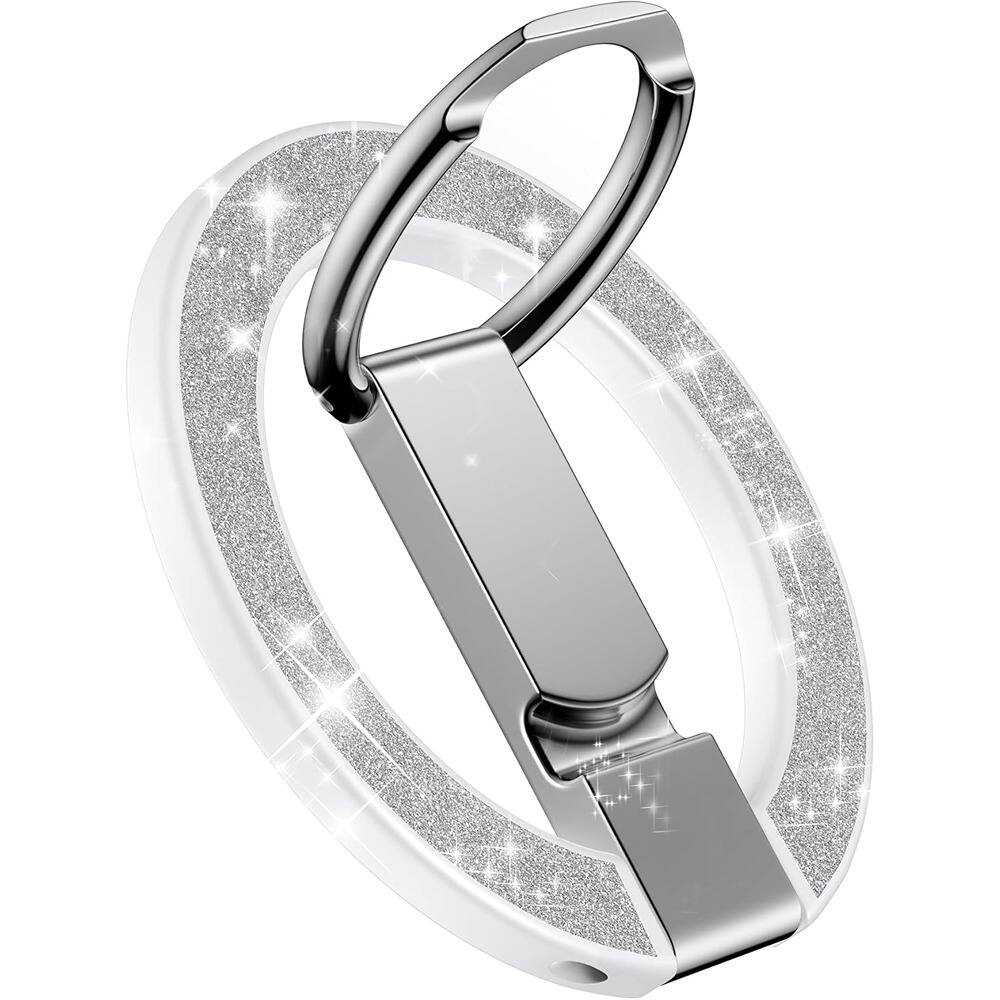 Front. PARKER SLATER - Magnetic Phone Stand with Ring Holder for MagSafe & Adjustable Kickstand – Silver - Silver Bling.