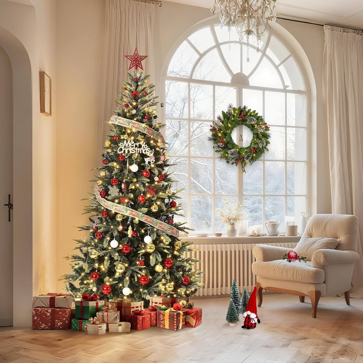 Alt View 3. Jojoka - 7.5FT Prelit Christmas Tree Artificial Xmas Tree for Indoor Outdoor Christmas Decorations - 7.5ft.