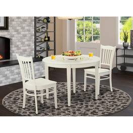 East West Furniture - 3 Pc dinette Table set for 2-Kitchen Table and 2 Dining Chairs - Linen White