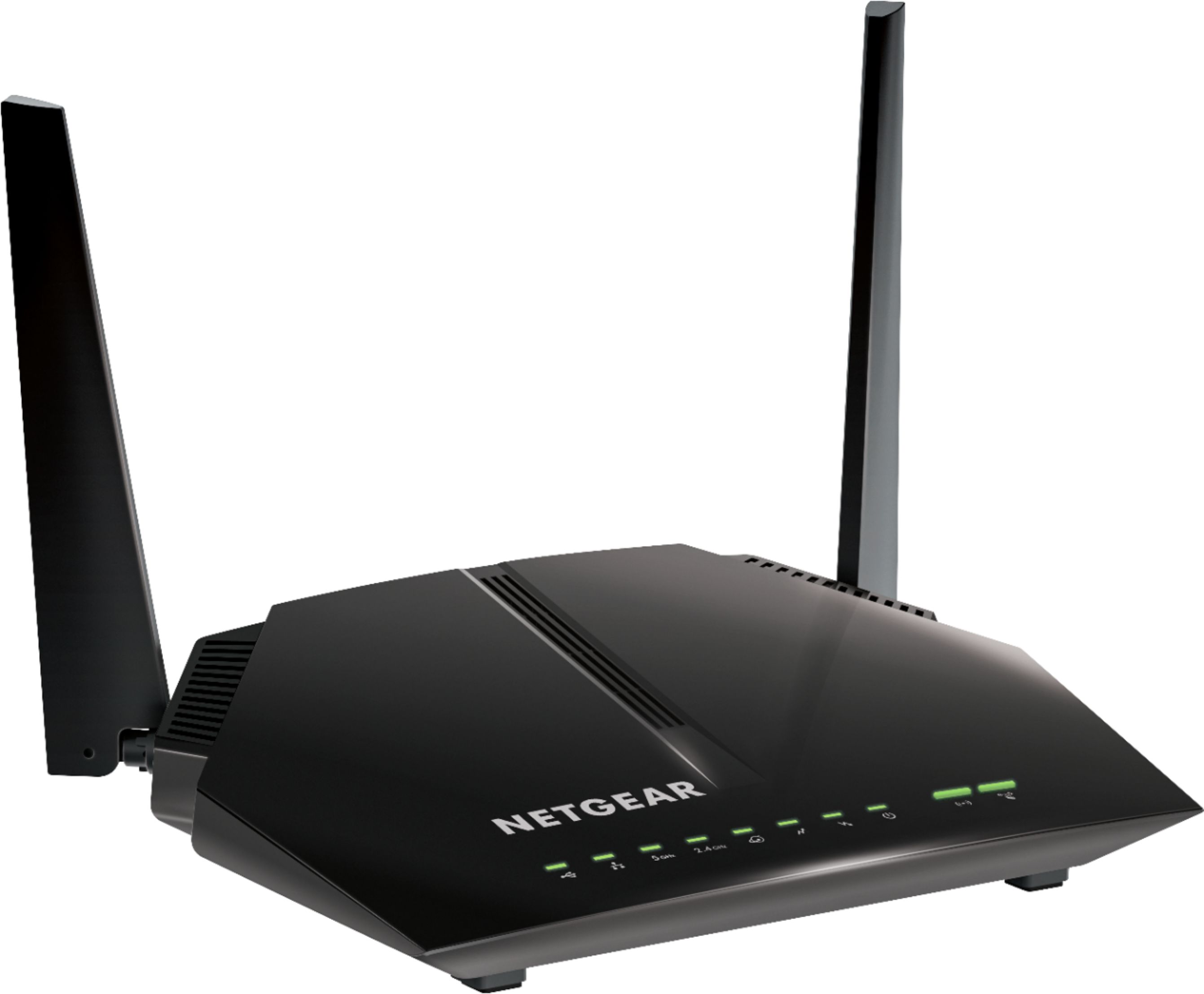 Angle View: NETGEAR - Dual-Band AC1200 Router with 8 x 4 DOCSIS 3.0 Cable Modem - Black