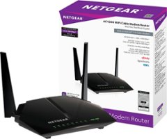 NETGEAR - Dual-Band AC1200 Router with 8 x 4 DOCSIS 3.0 Cable Modem - Black - Front_Zoom