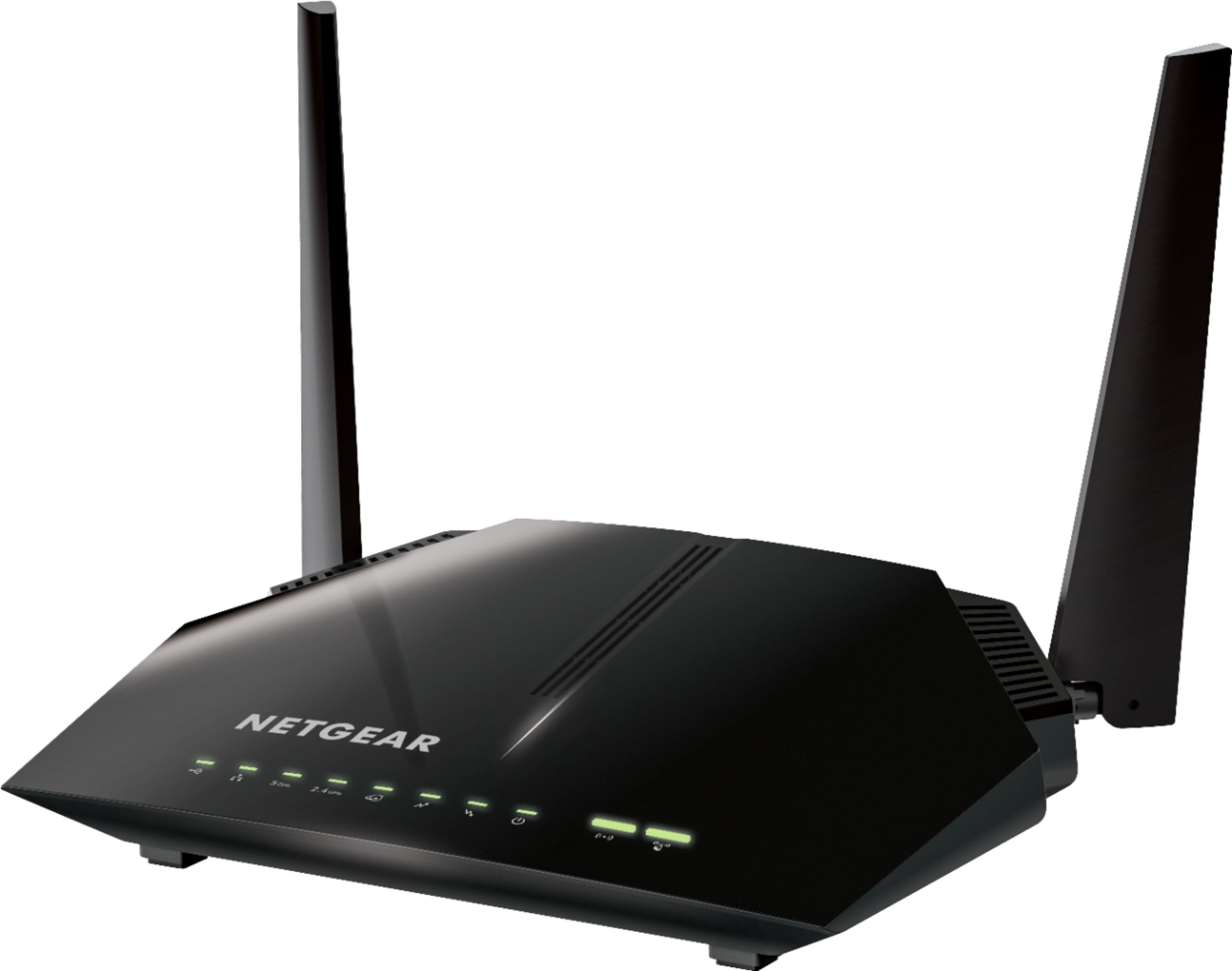 Left View: NETGEAR - Dual-Band AC1200 Router with 8 x 4 DOCSIS 3.0 Cable Modem - Black