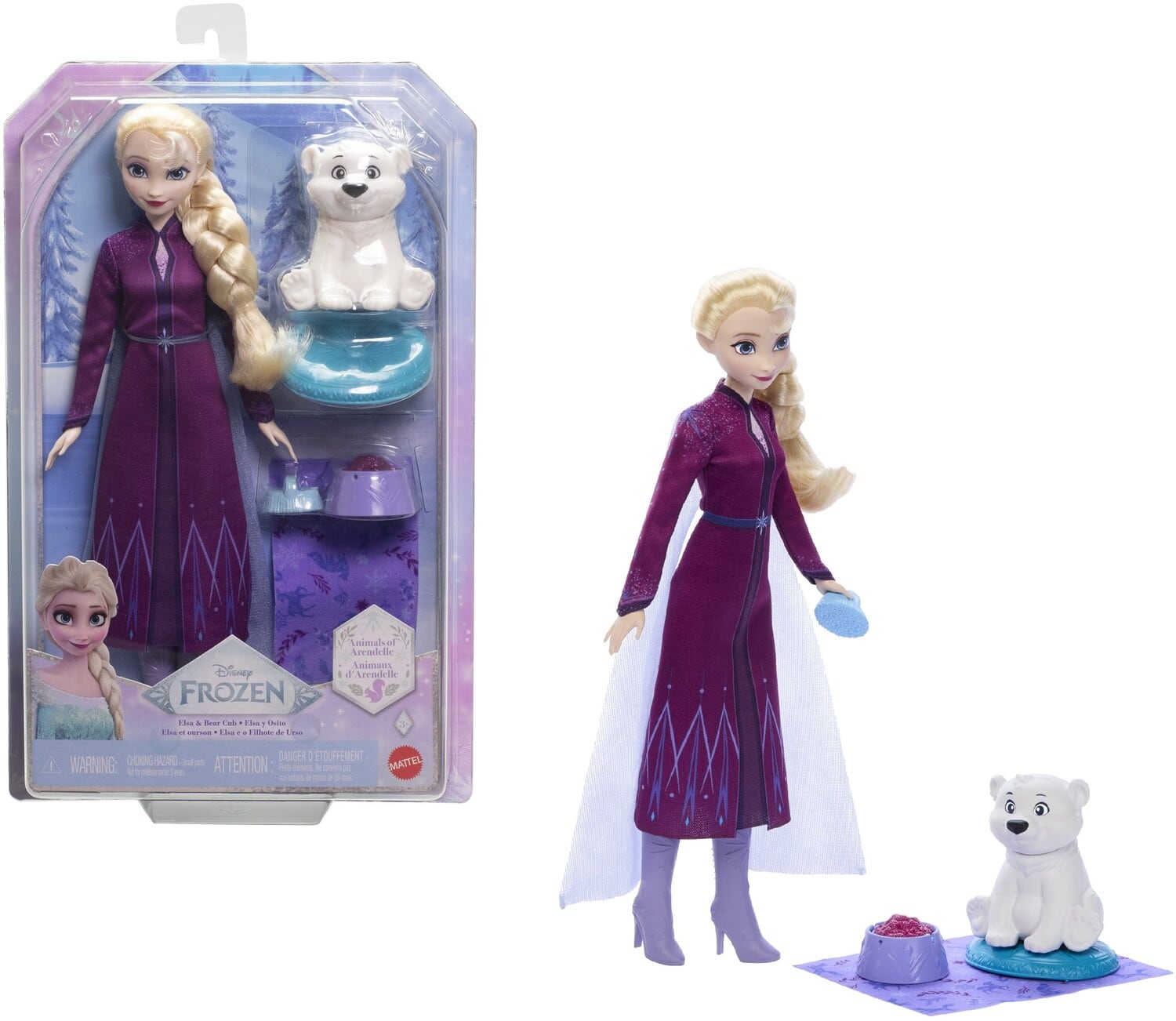 Mattel - Disney Frozen Elsa Doll & Bear Cub - COLLECTIBLES - Multicolor