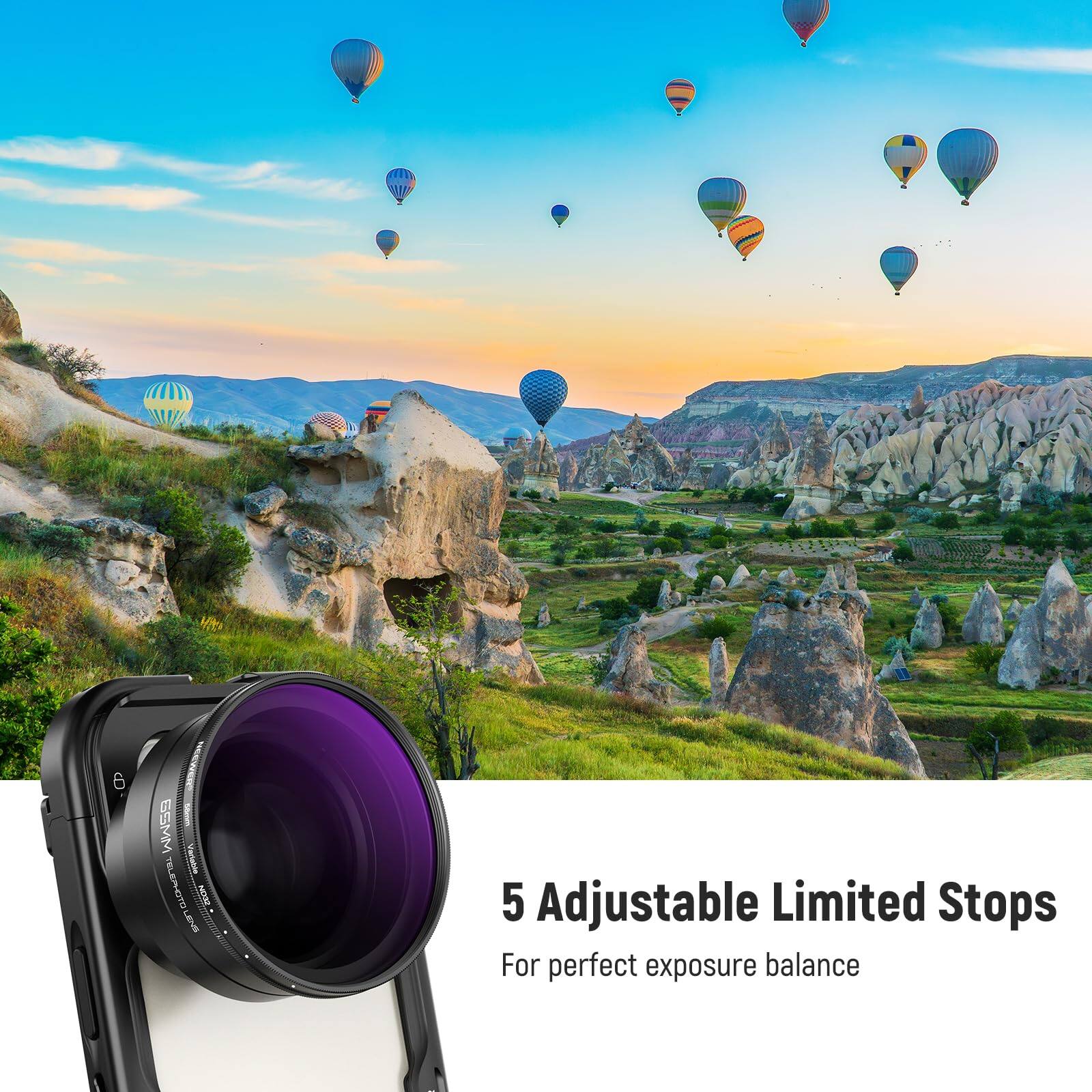 6 - GSMM! Varaloe TELEPHOTO HOO LENO 5 Adjustable Limited Stops For perfect exposure balance

5 Adjustable Limited Stops
For perfect exposure balance