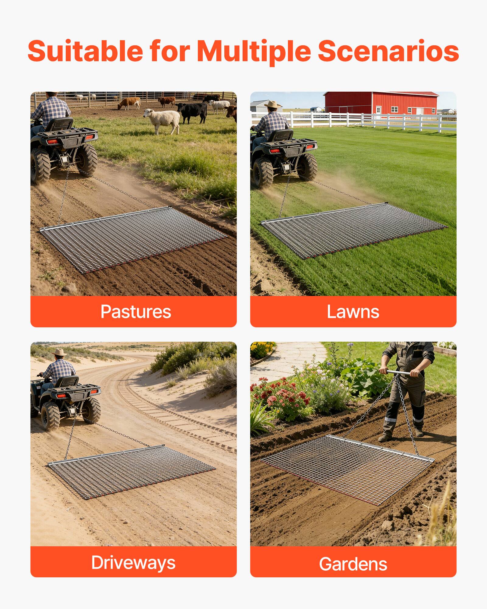 Suitable for Multiple Scenarios

- Pastures
- Lawns
- Driveways
- Gardens