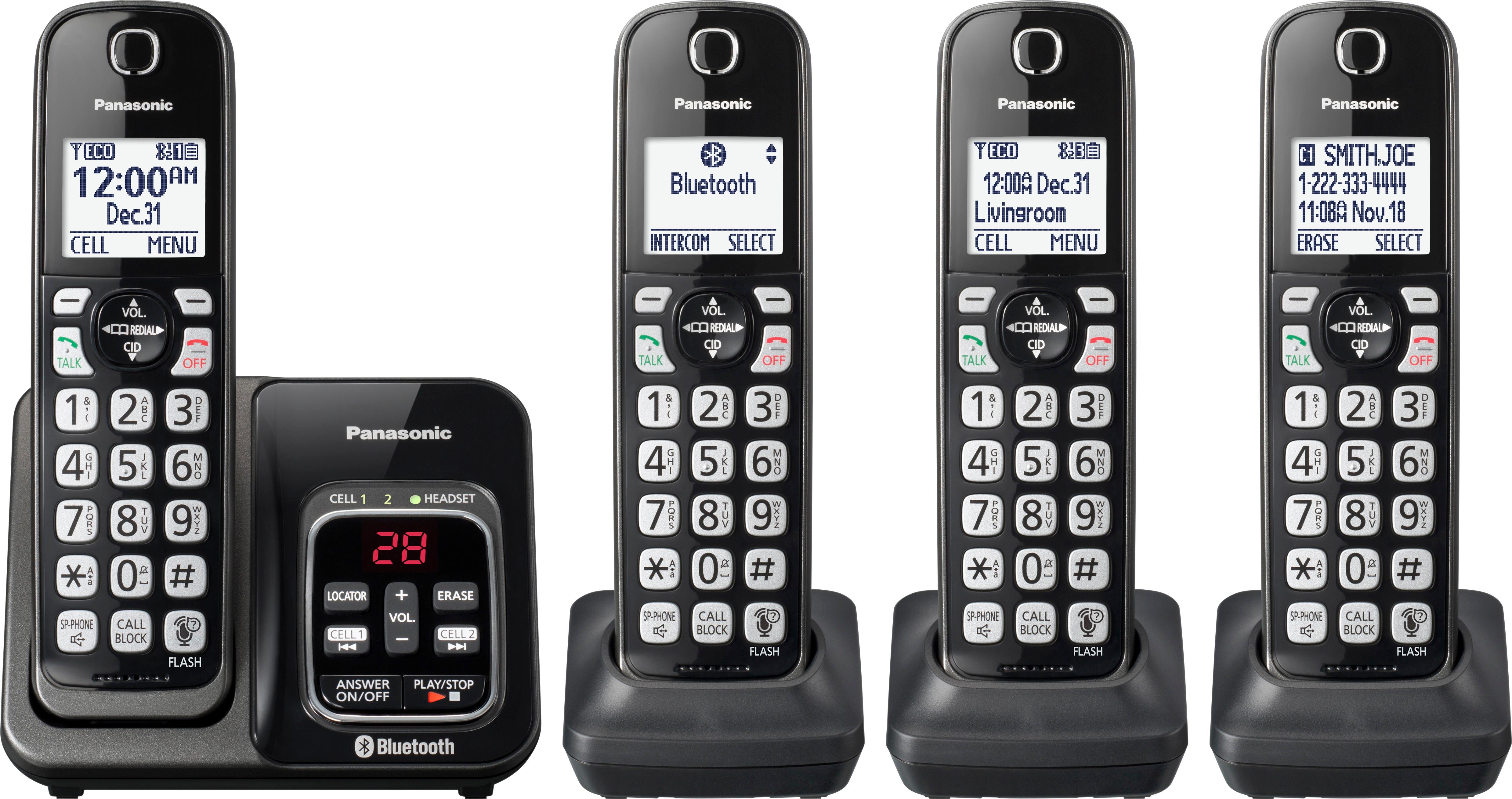 Angle View: Panasonic - KX-TGD564M Link2Cell DECT 6.0 Expandable Cordless Phone System with Digital Answering System - Black