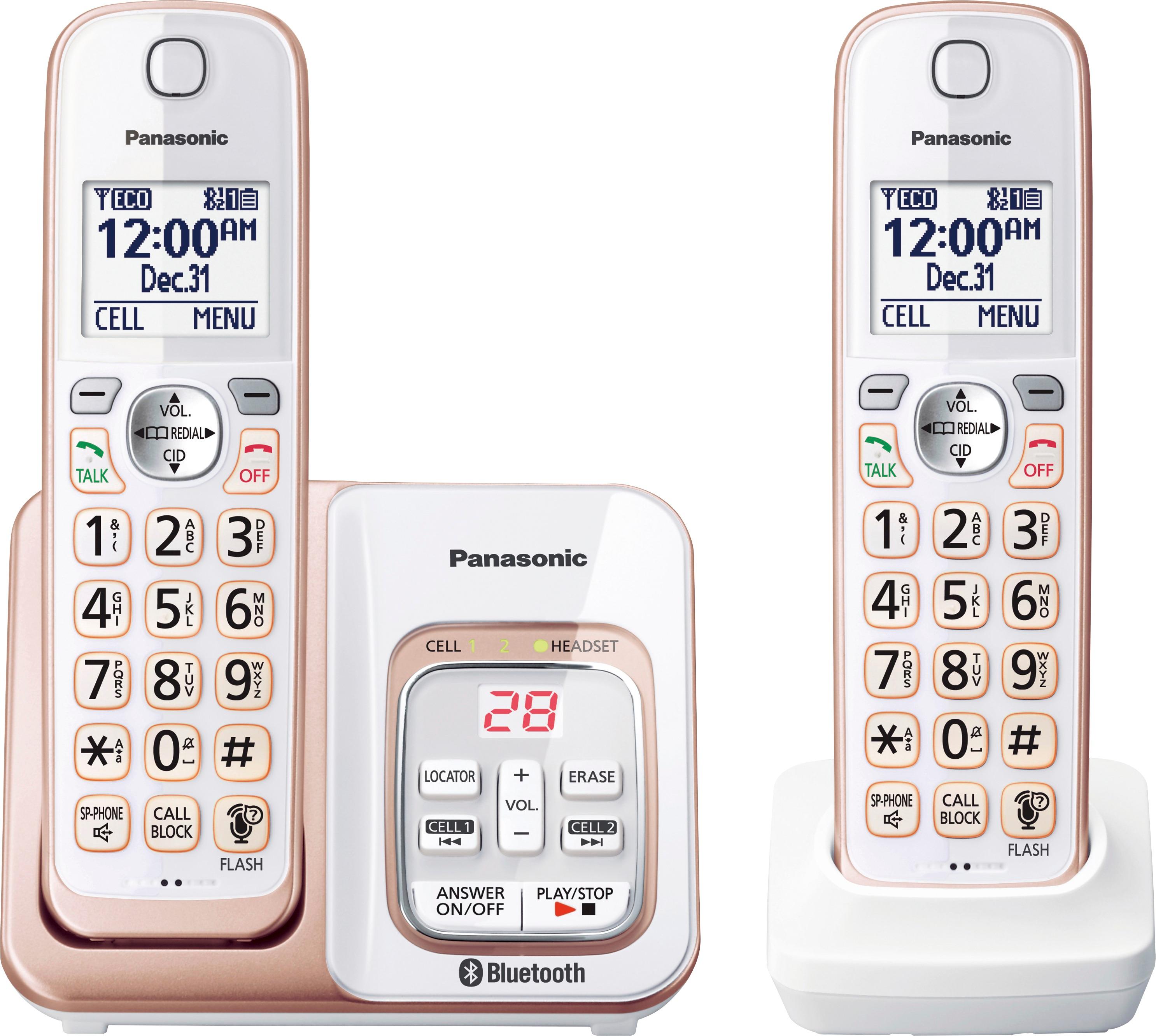 Angle View: Panasonic - KX-TGD562G Link2Cell DECT 6.0 Expandable Cordless Phone System with Digital Answering System - White/rose gold