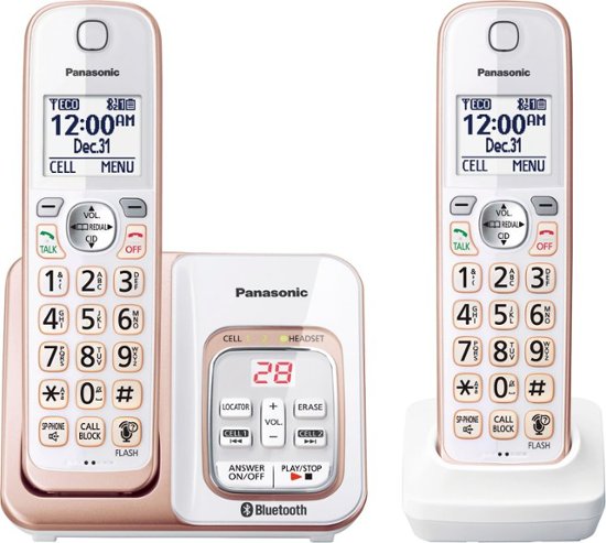 Panasonic Kx Tgd562g Link2cell Dect 6 0 Expandable Cordless Phone System With Digital Answering System White Rose Gold Kx Tgd562g Best Buy