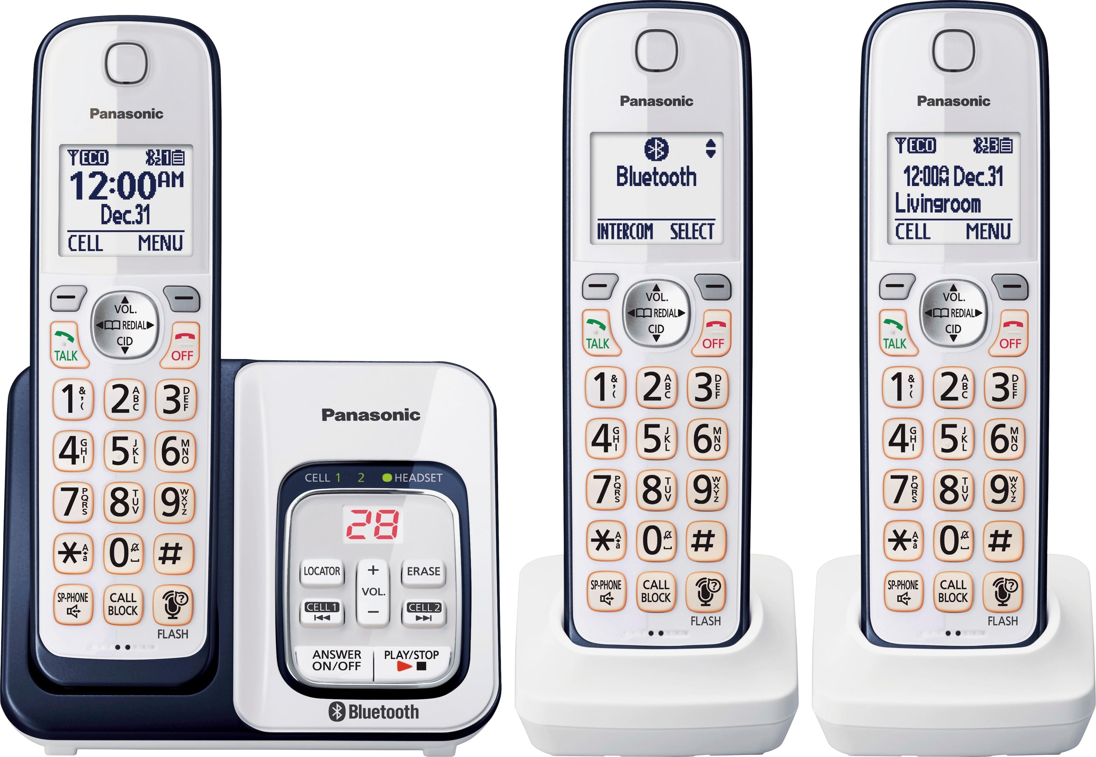 Angle. Panasonic - KX-TGD563A Link2Cell DECT 6.0 Expandable Cordless Phone System with Digital Answering System - Navy blue.