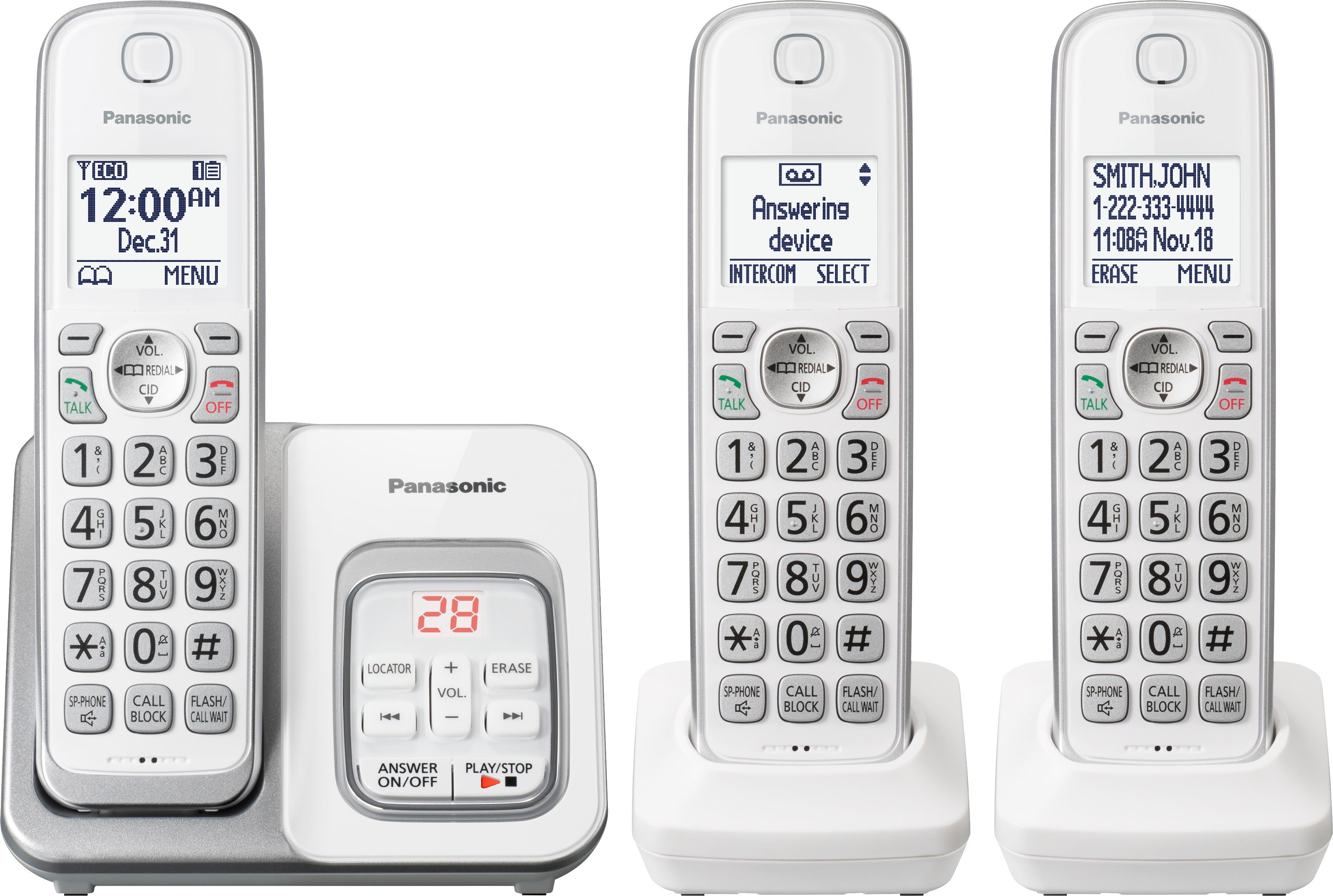 Angle View: Panasonic KXTGD533 Expandable Cordless Phone with Answering Machine - 3 Handsets