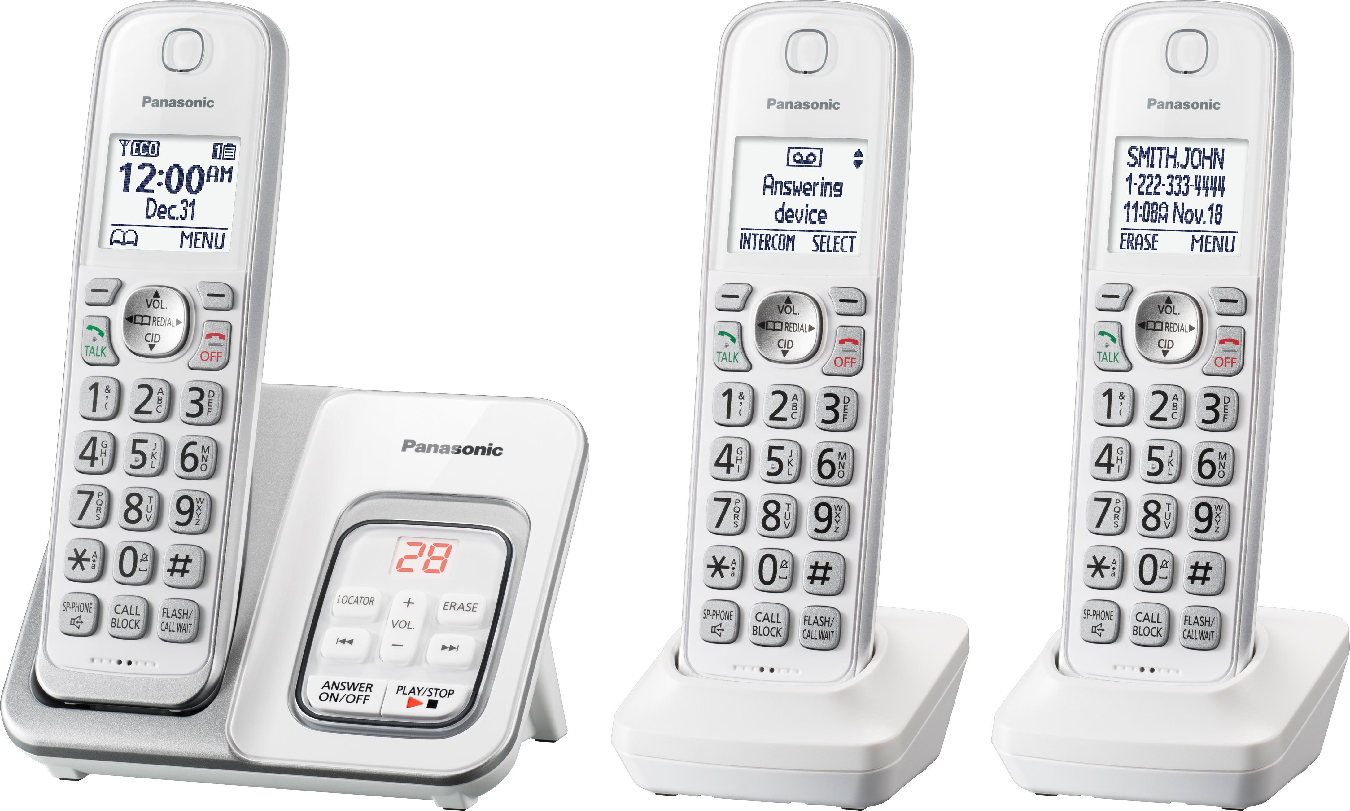 Left View: Panasonic KXTGD533 Expandable Cordless Phone with Answering Machine - 3 Handsets