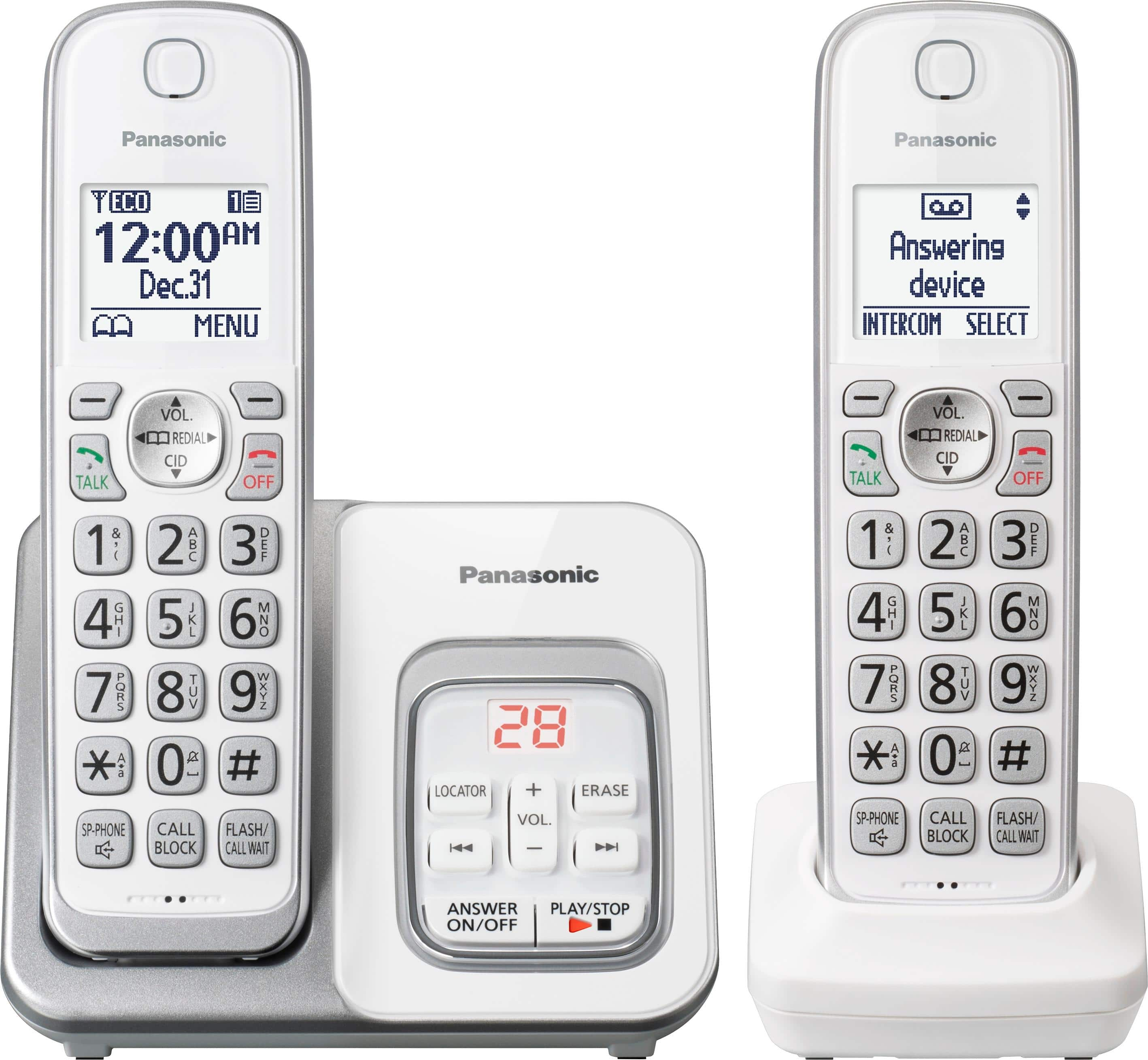 Best Buy: Panasonic KX-TGD532W DECT 6.0 Expandable Cordless Phone System  with Digital Answering System White KX-TGD532W