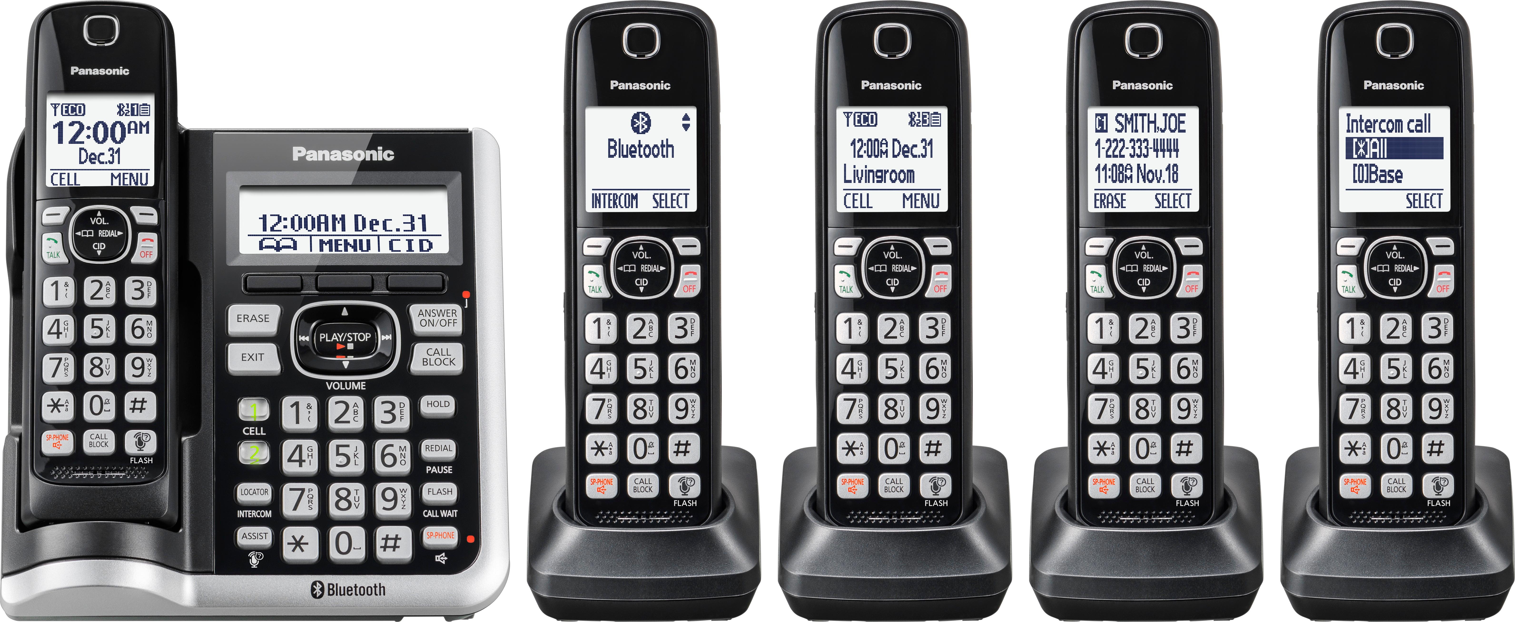 Silver 4 Handsets KX-TGE474S PANASONIC Link2Cell Bluetooth Cordless DECT 6.0 Expandable Phone System with Answering Machine and Enhanced Noise Reduction 