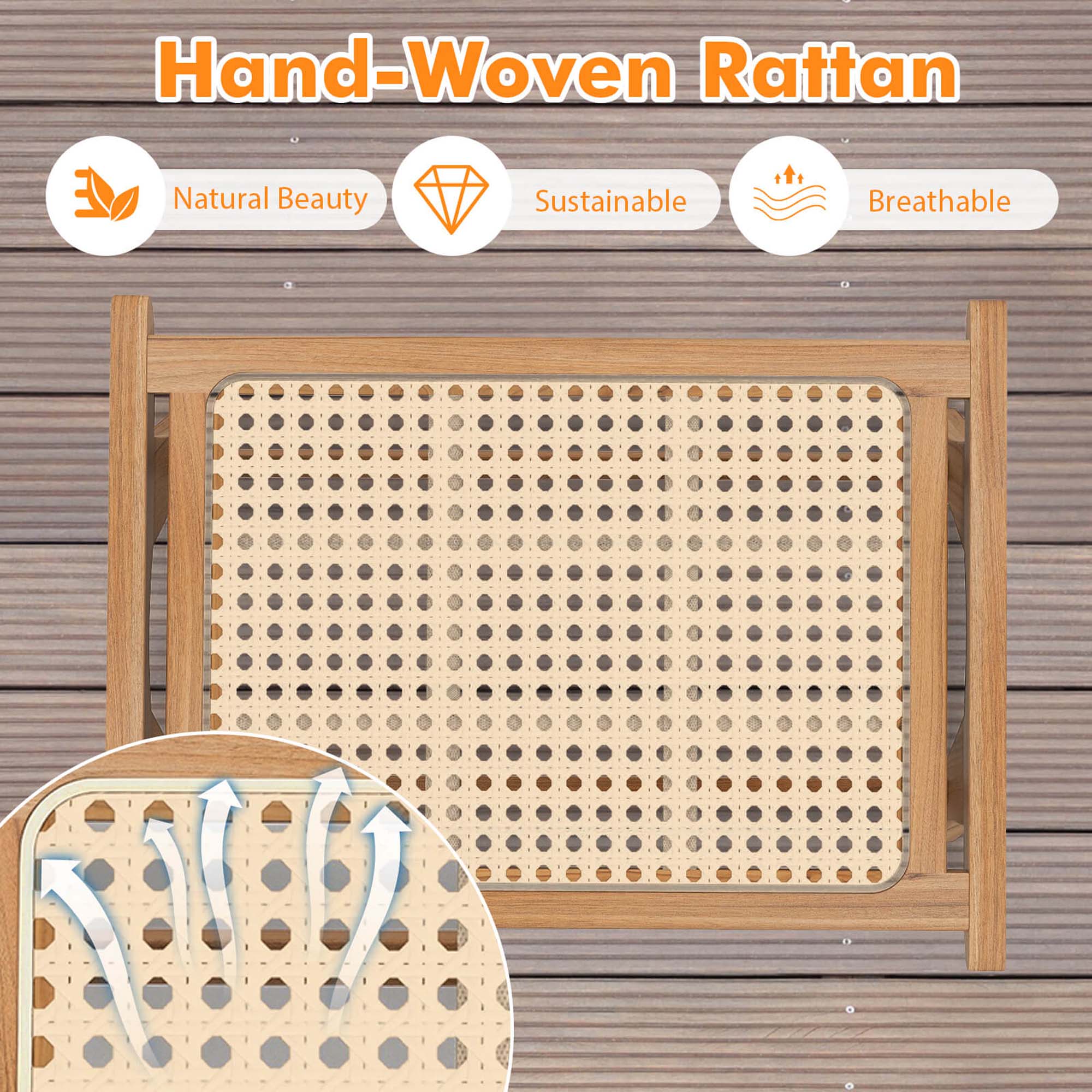 Hand-Woven Rattan

- Natural Beauty
- Sustainable
- Breathable