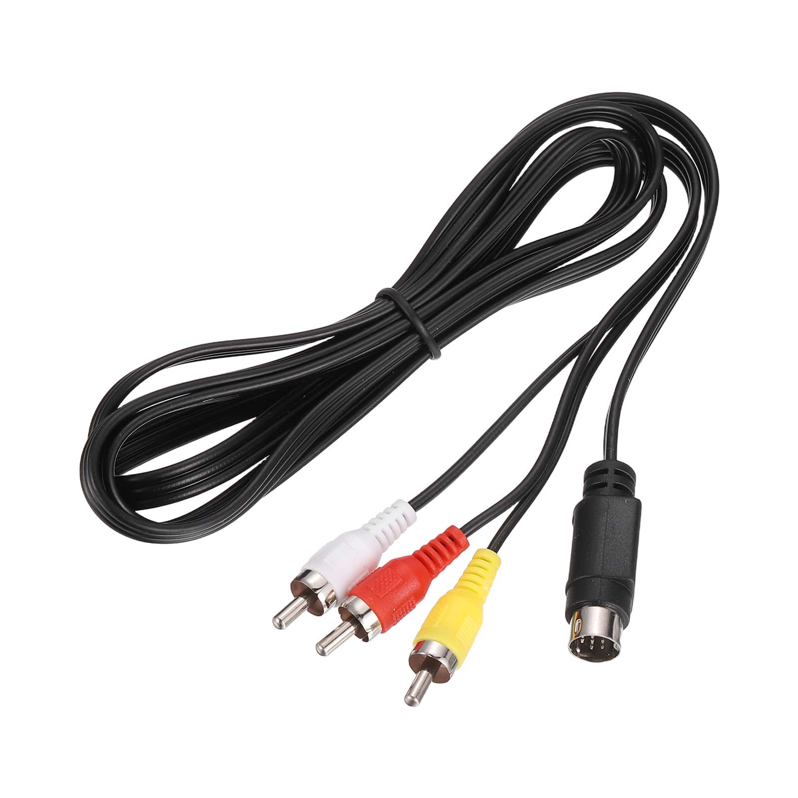 Unique Bargains - 1pc 9Pin Male to 3RCA Jack Cable, 1.5m/5ft, 2.5mm PVC Copper Core Audio AUX Cable for TV/Amplifier/Speaker/Mobile - Black