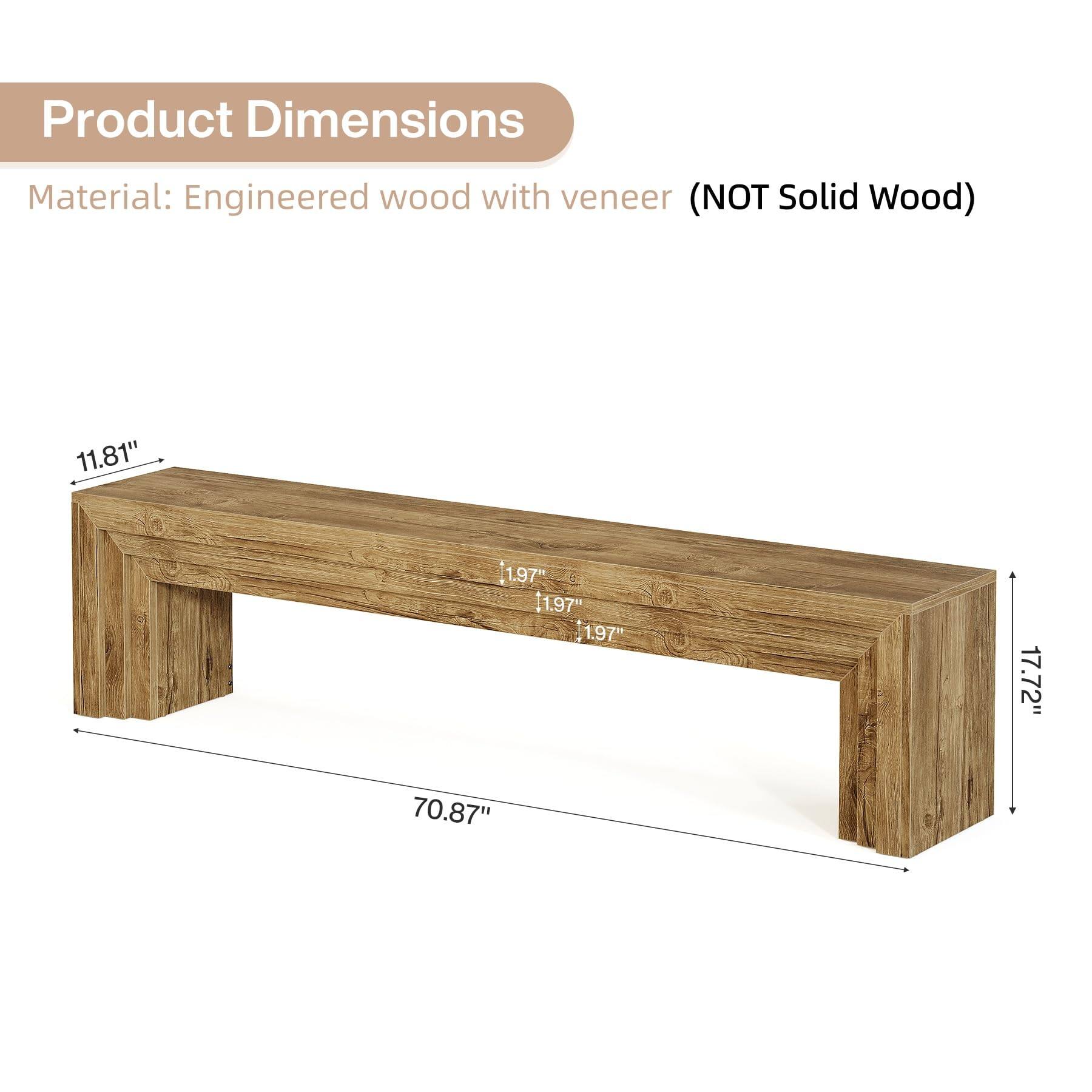 Product Dimensions  
Material: Engineered wood with veneer (NOT Solid Wood)  
11.81"  
1.97"  
1.97"  
70.87"  
17.72"