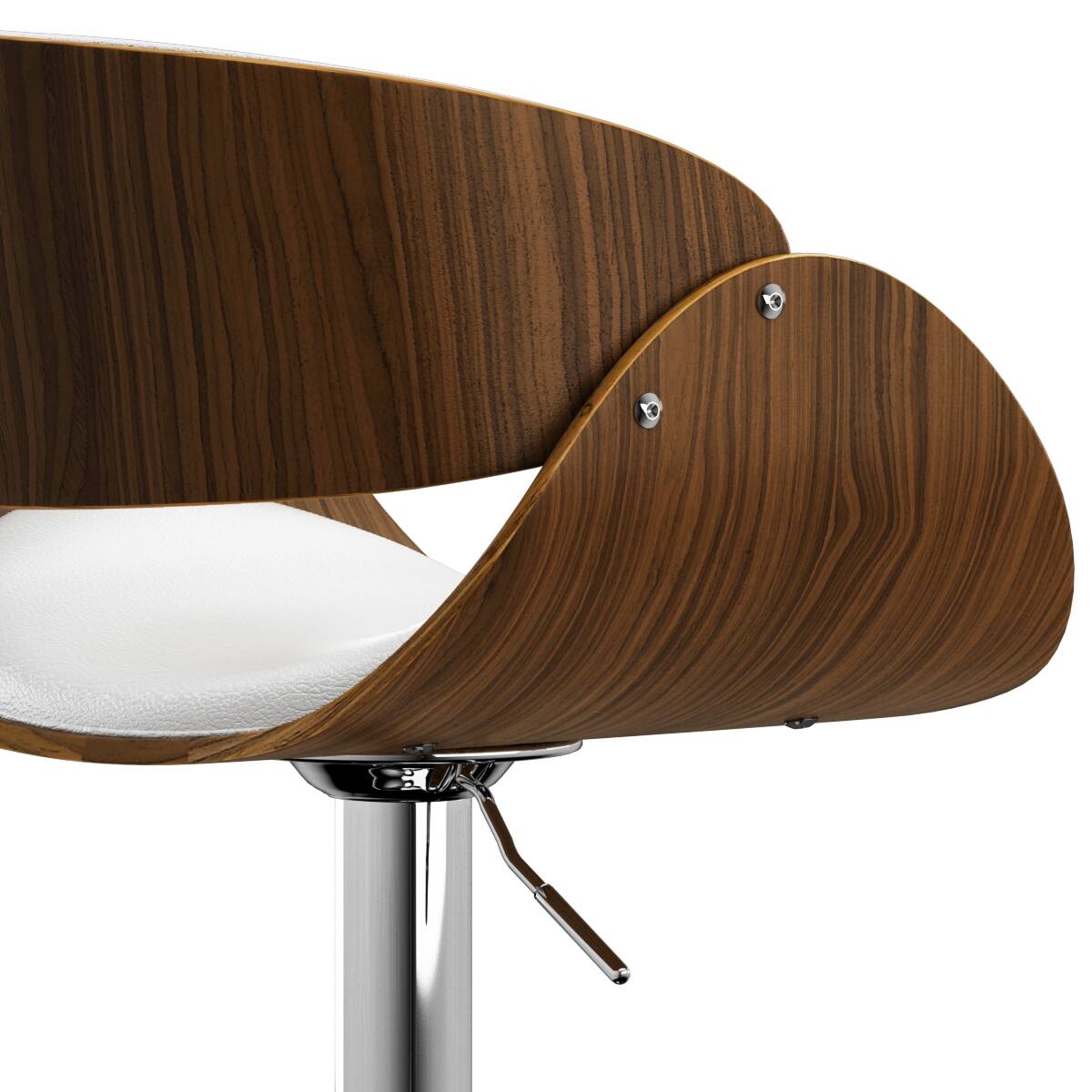 Alt View 5. Simpli Home - Amery Mid Century Modern 34 inch Adjustable Swivel Bar Stool in White Vegan Faux Leather - White.