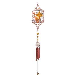 FC Design - 33" Long Celestial Copper Candle Holder Gem Wind Chime Outdoor Patio or Garden Hanging Decoration - Multi-Color
