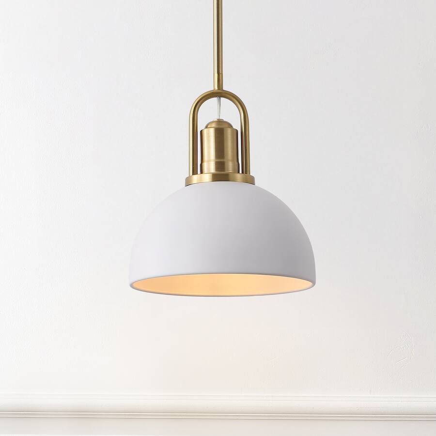 Jonathan Y Zane 9.5" 1 Light Metal Round Pendant Light, Brass Gold with ...
