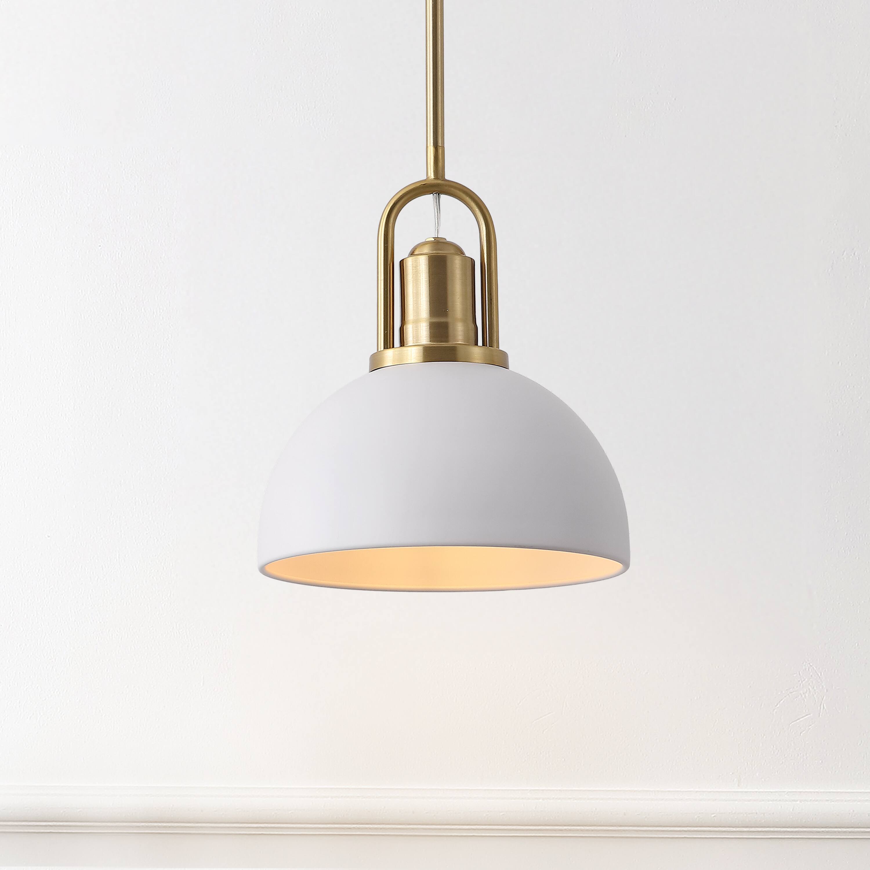 Jonathan Y Zane 9.5" 1 Light Metal Round Pendant Light, Brass Gold with ...