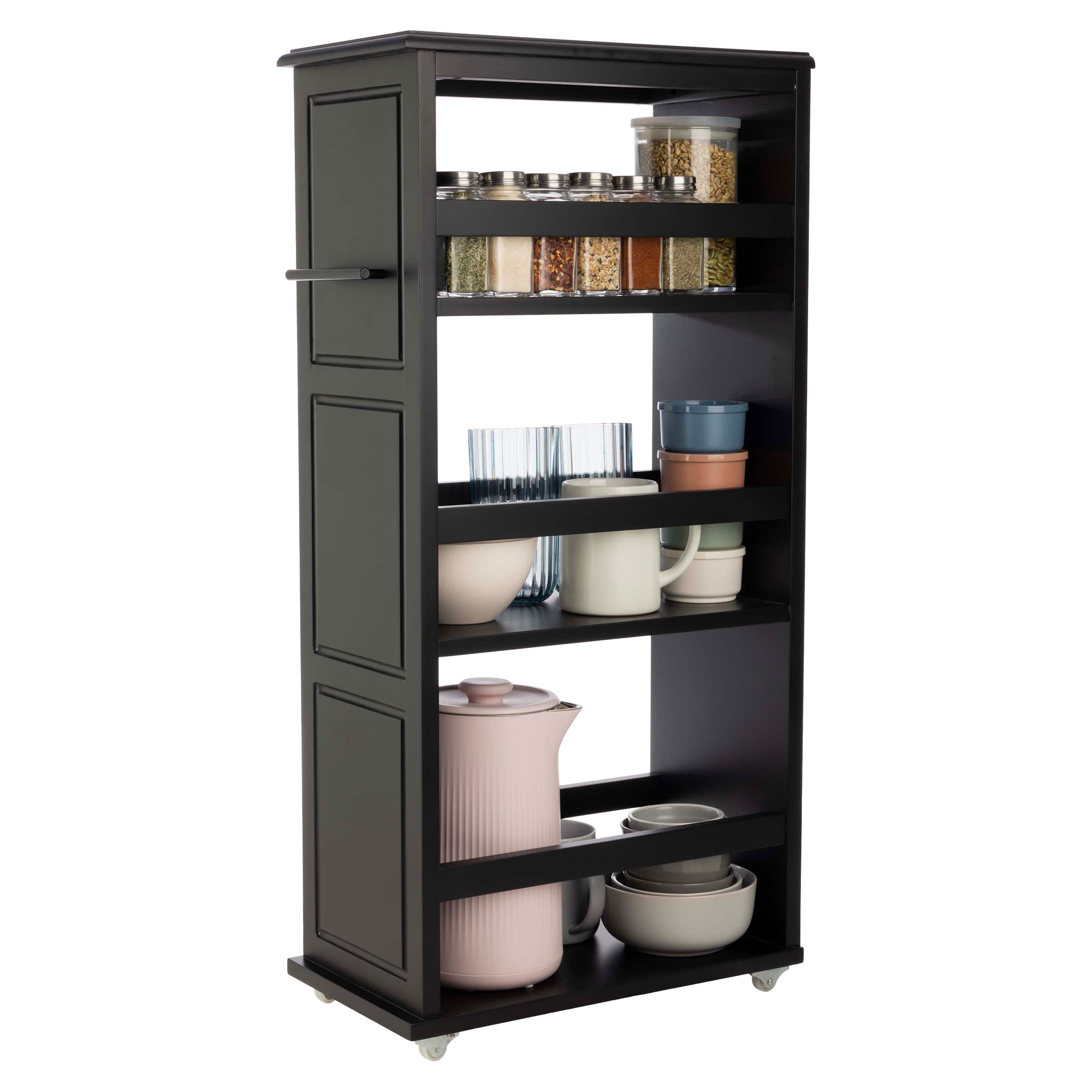 Lavish Home - 3 Tier Slim Rolling Storage Cart, Narrow Organizer for Bathroom or Laundry - Black