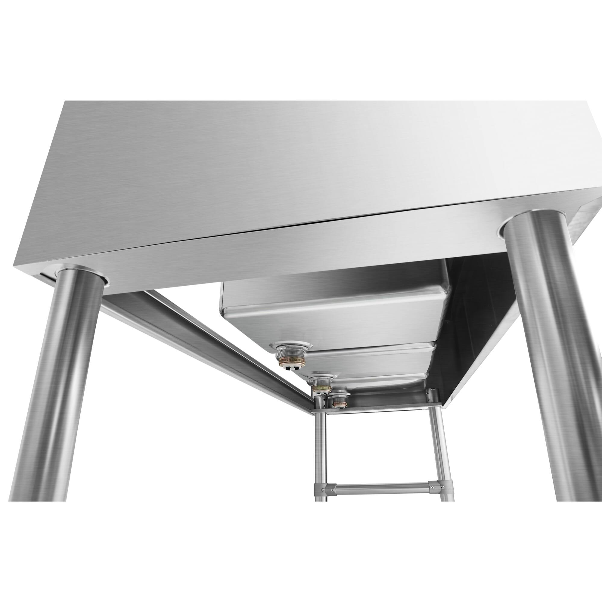 Alt View 6. Koolmore - 48 in. Three-Compartment  Under-Bar Sink with 3 in. Backsplash, Right Drainboard and Low Lead Faucet, NSF - Stainless Steel.