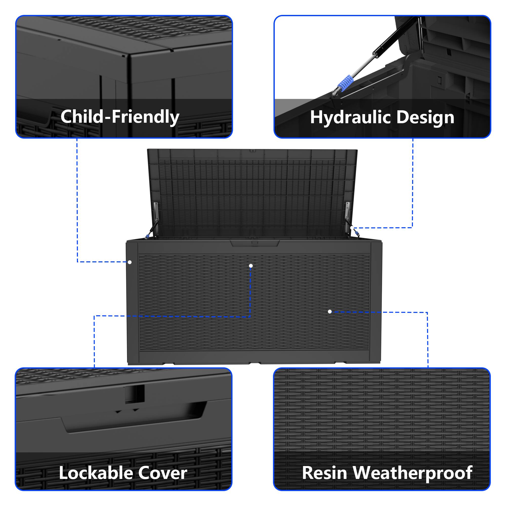 Child-Friendly  
Hydraulic Design  
Lockable Cover  
Resin Weatherproof