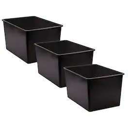 Teacher Created Resources - Black Plastic Multi-Purpose Bin, Pack of 3