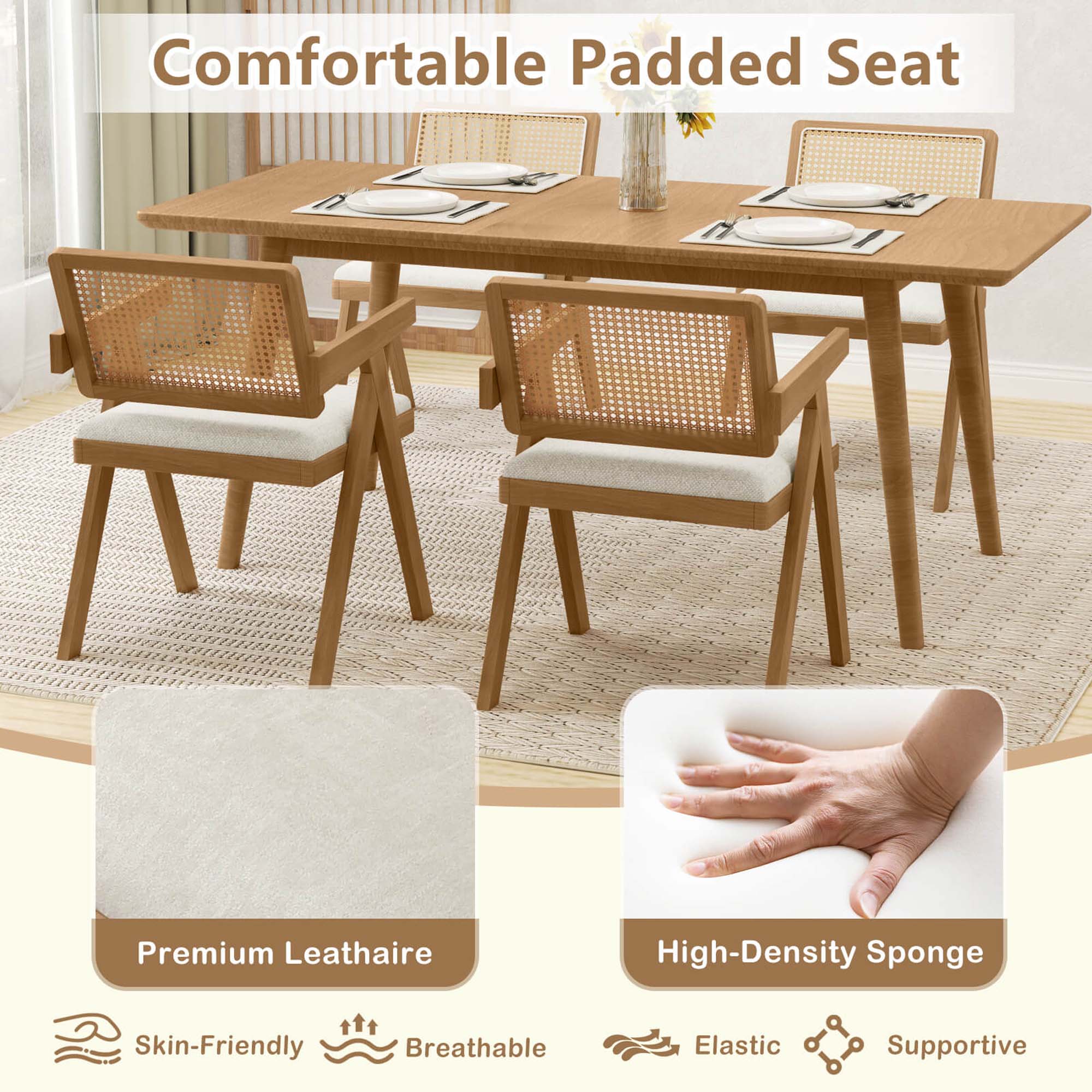 Comfortable Padded Seat Premium Leathaire High-Density Sponge Skin-Friendly Breathable Elastic Supportive