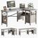 Front. Bestier - Farmhouse L-Shaped Computer Desk with Storage Cabinet and Bookshelf - 60" Wide - Wash Gray.