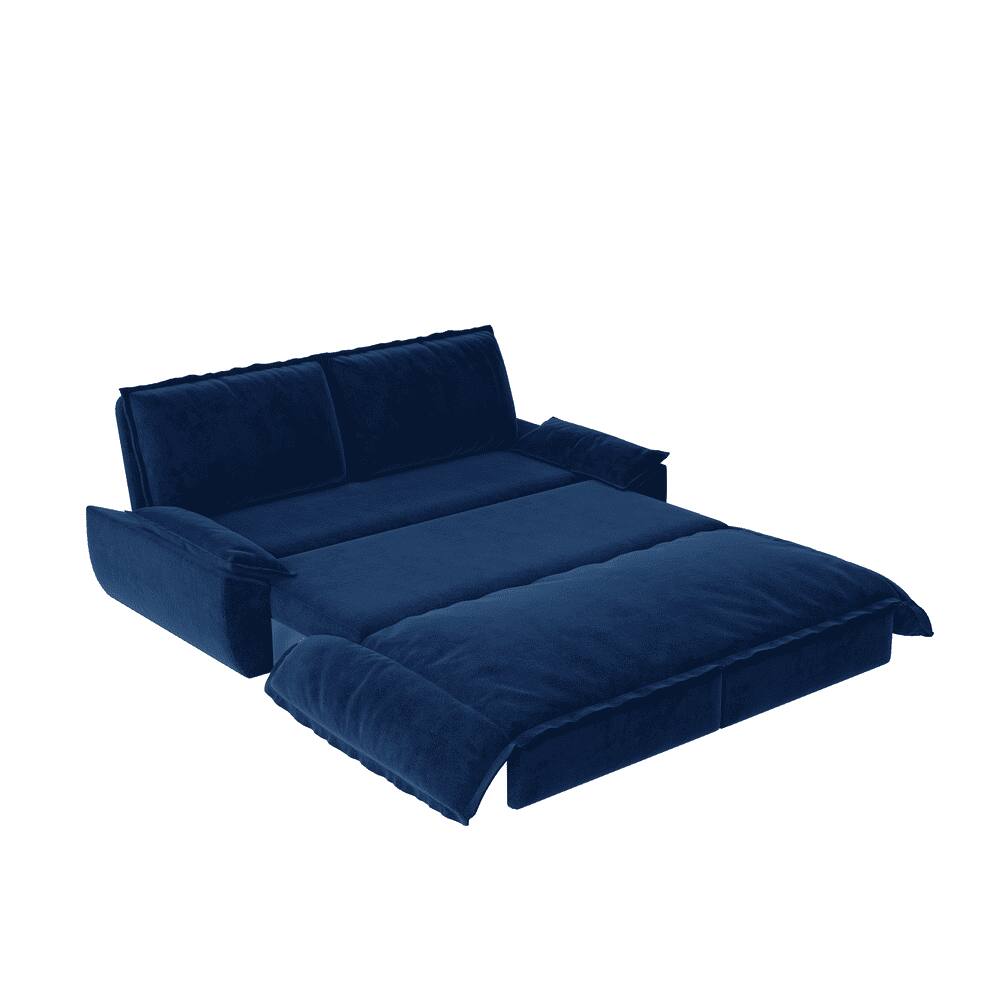 Alt View 6. Kadyn - 73.2" Queen Pull Out Sofa Bed, 3-in-1 Convertible Sleeper Sofa, Velvet Loveseat Bed - Blue.