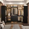 Front. Aheaplus - 88.8'' With U-Shaped Closet System, Walk-in Wardrobe System with 3 Drawers and 5 Hanging Rods, Set of 3 - Black.