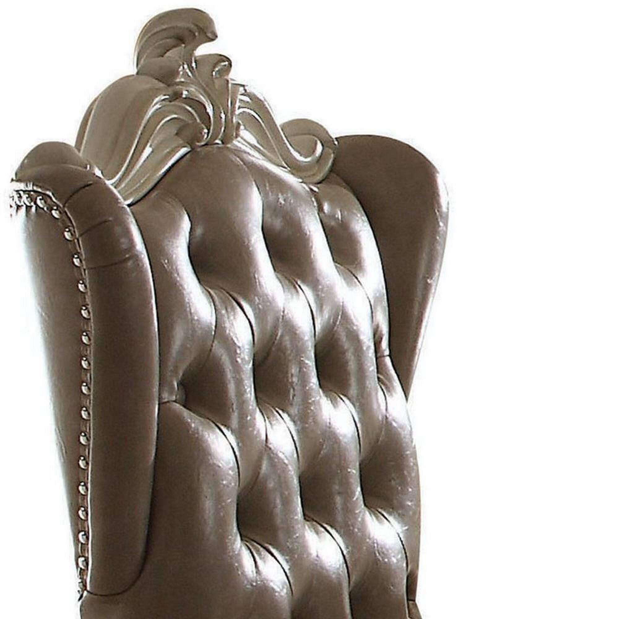 Alt View 2. Manhattan Lane - Leather Upholstered Executive Chair With Lift - Brown and White.