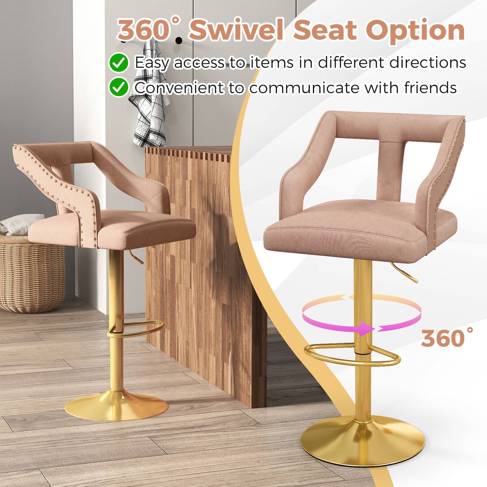 360° Swivel Seat Option

- Easy access to items in different directions
- Convenient to communicate with friends