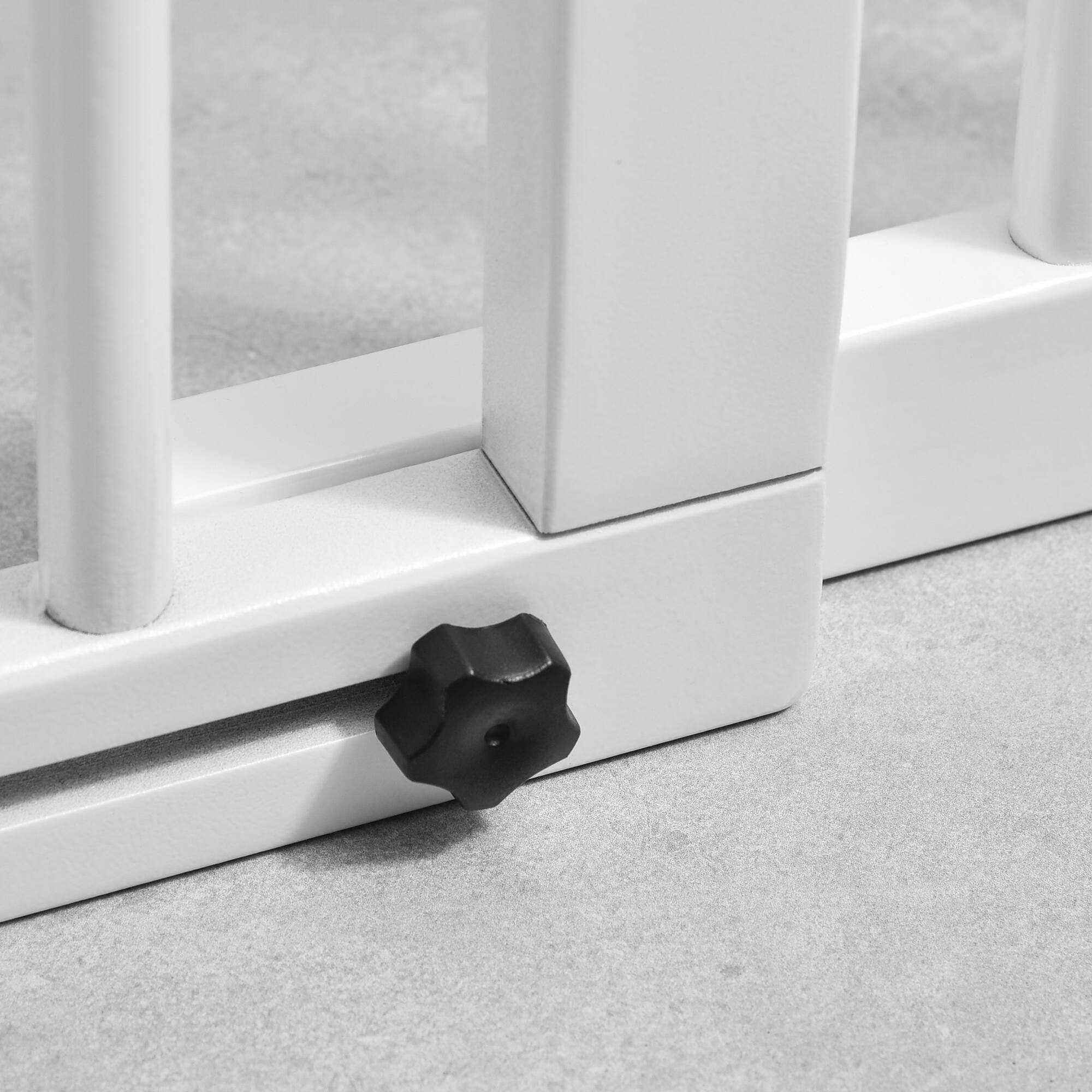 Alt View 5. Pawhut - Adjustable Wooden Pet Gate, Freestanding Fence, 3 Panels, Safety Barrier, Lockable Door, 44.5"-65.25"Lx14.25"H.