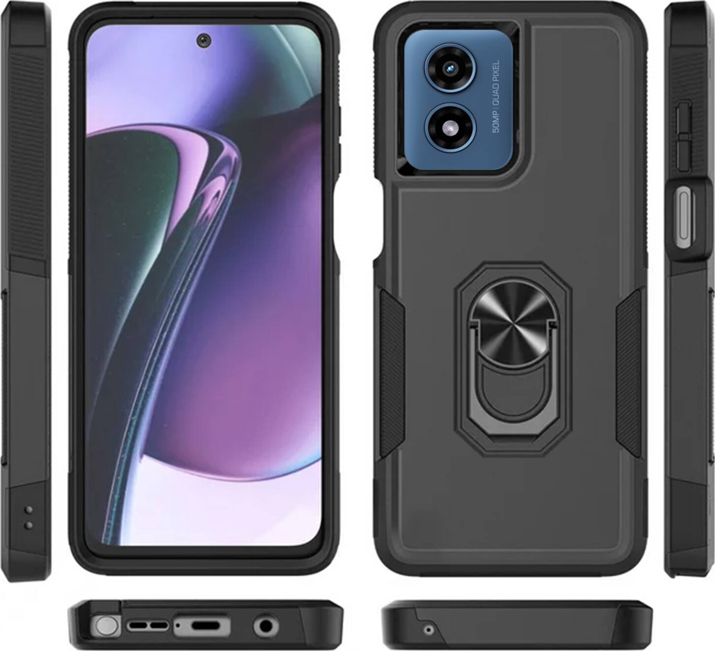 Alt View 13. SaharaCase - ArmorPro Kickstand Case for Motorola Moto G Play (2024) - Scorpion Black.