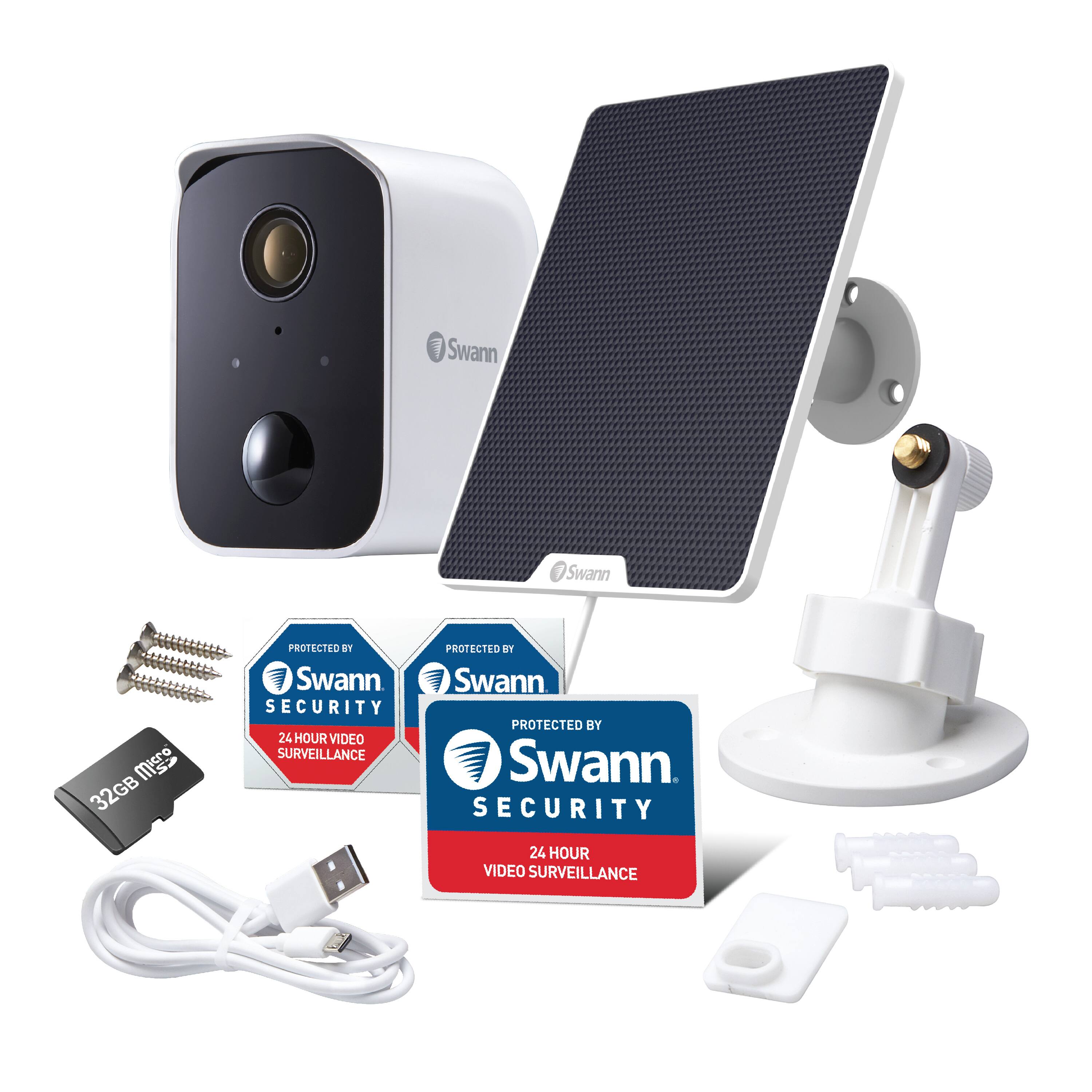 Angle. Swann - CoreCam Indoor/Outdoor Wireless 1080p Solar Panel Security System - Black/White.